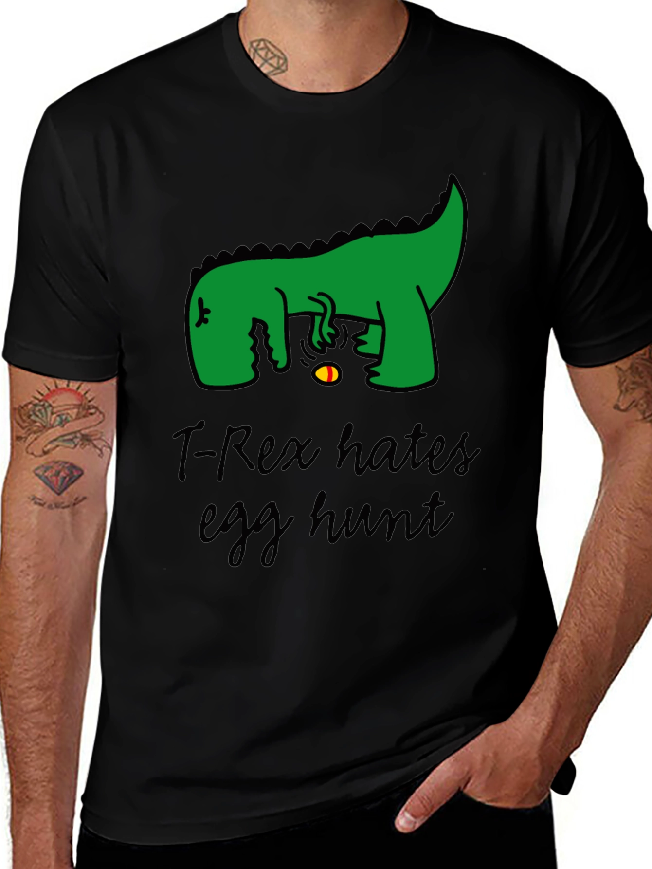 Variant 8 of T-Rex Hates Egg Hunt Funny Graphic Tee