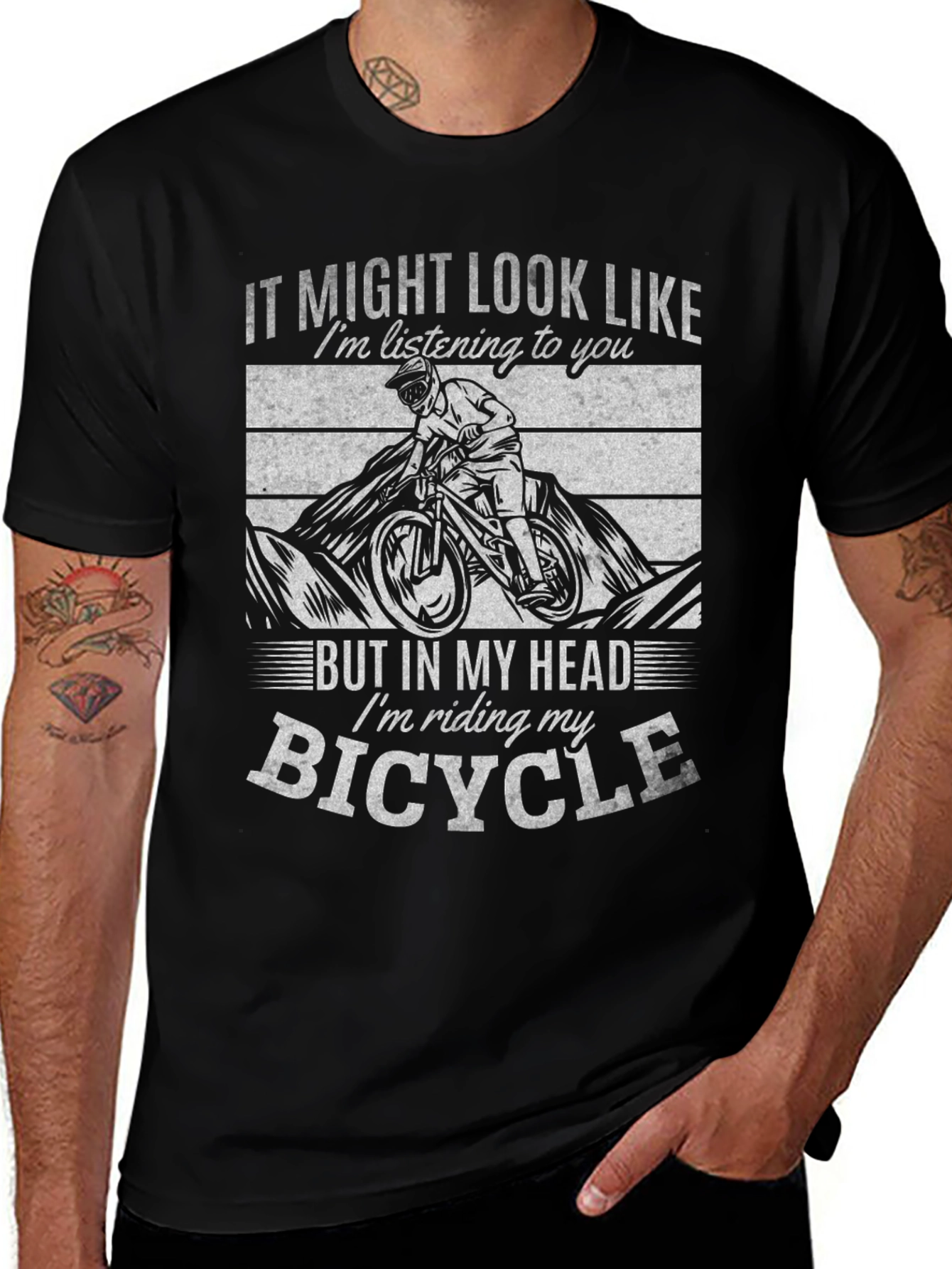 Variant 21 of Bicycle Lover's Tee: In My Head, I'm Riding!
