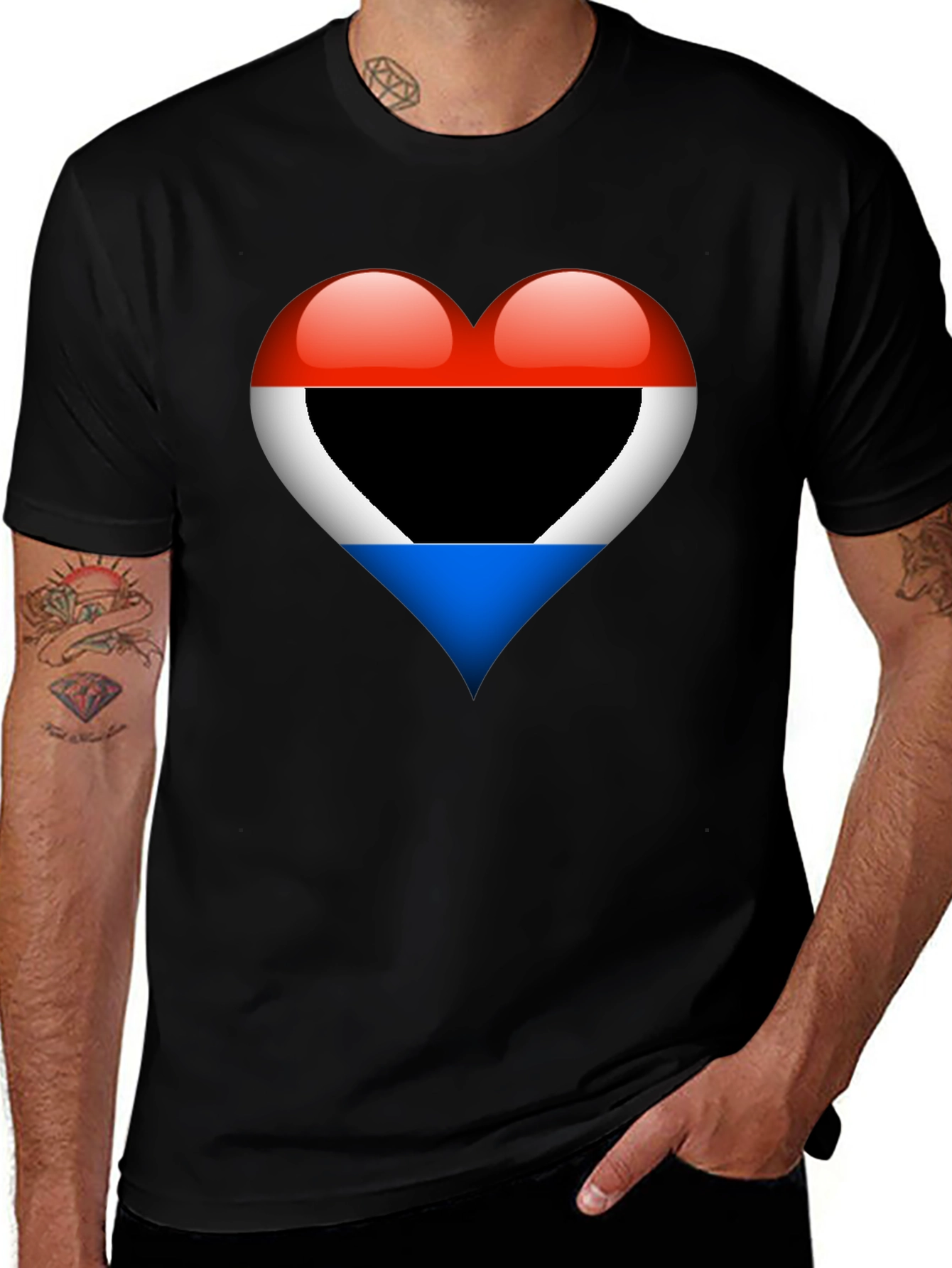 Variant 5 of Heart Flag T-Shirt: Red, White, Blue Design