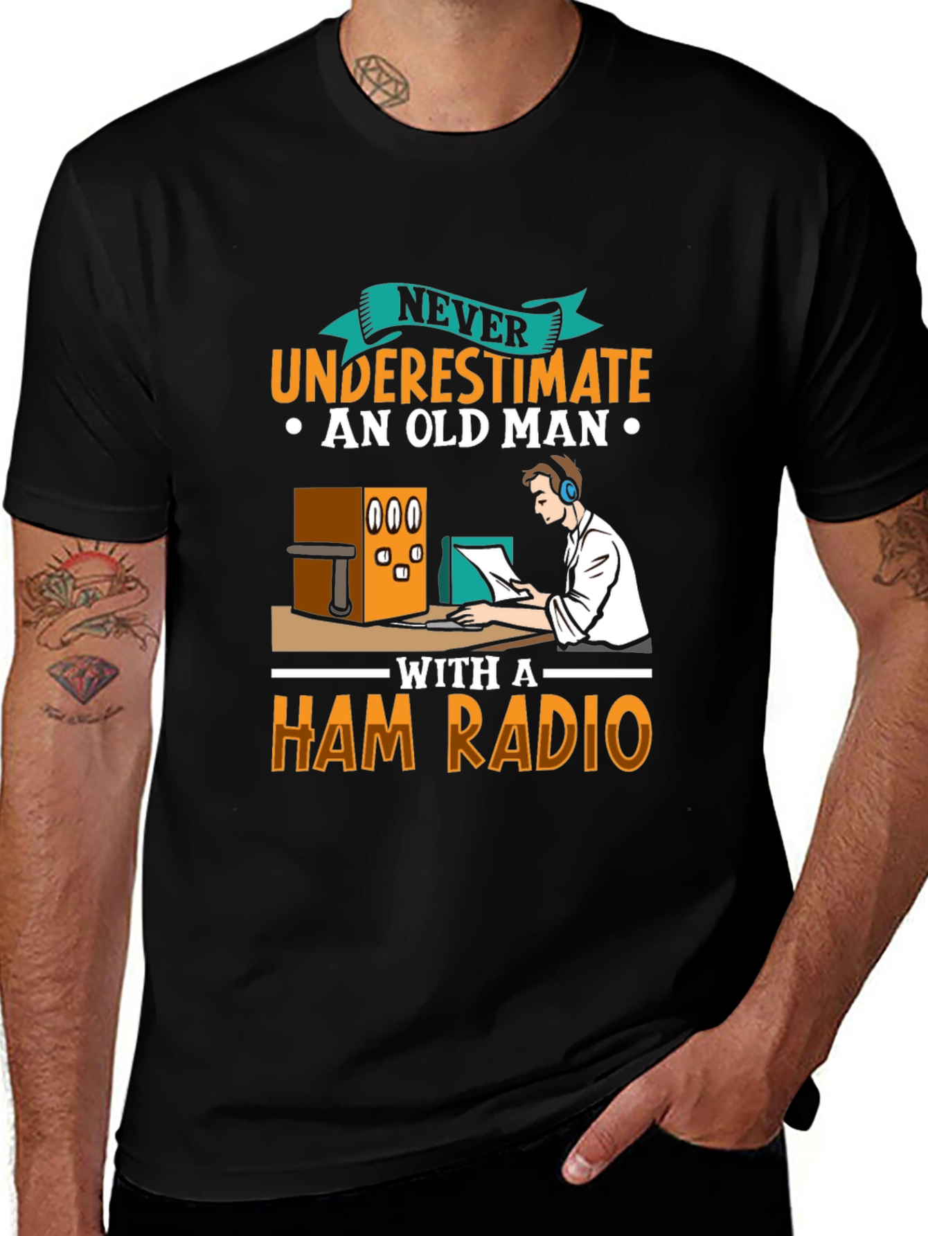 Variant 27 of Old Man Ham Radio T-Shirt