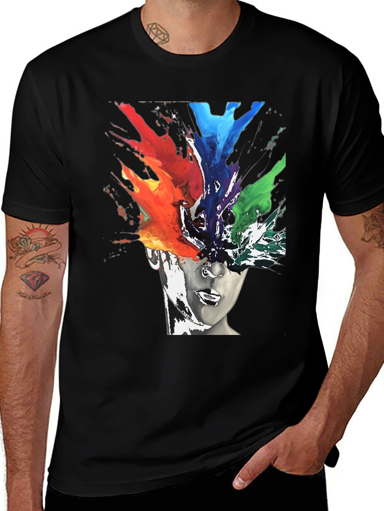 Variant 24 of Abstract Art T-Shirt - Colorful Face Design