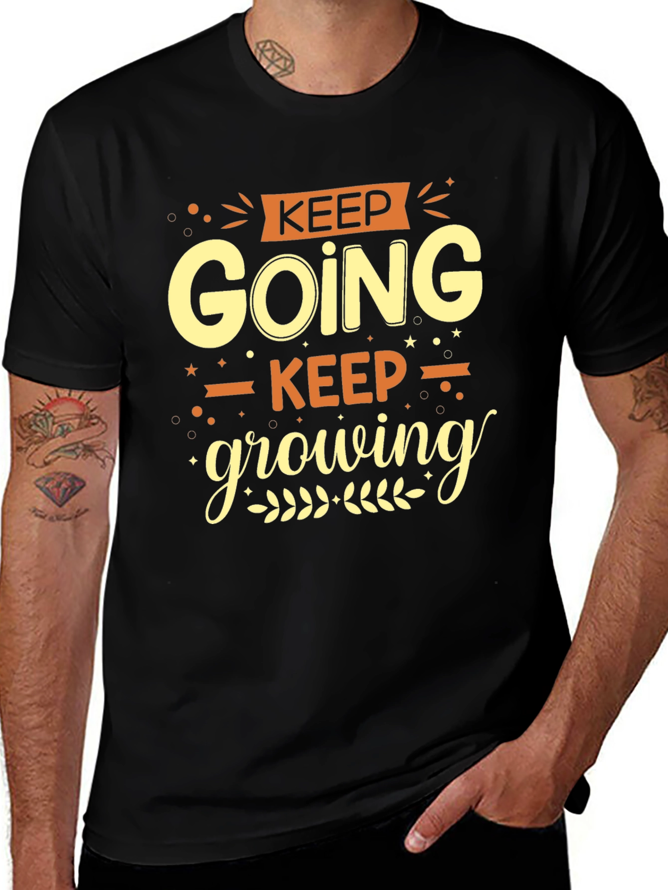 Keep Going Keep Growing Black Graphic Tee