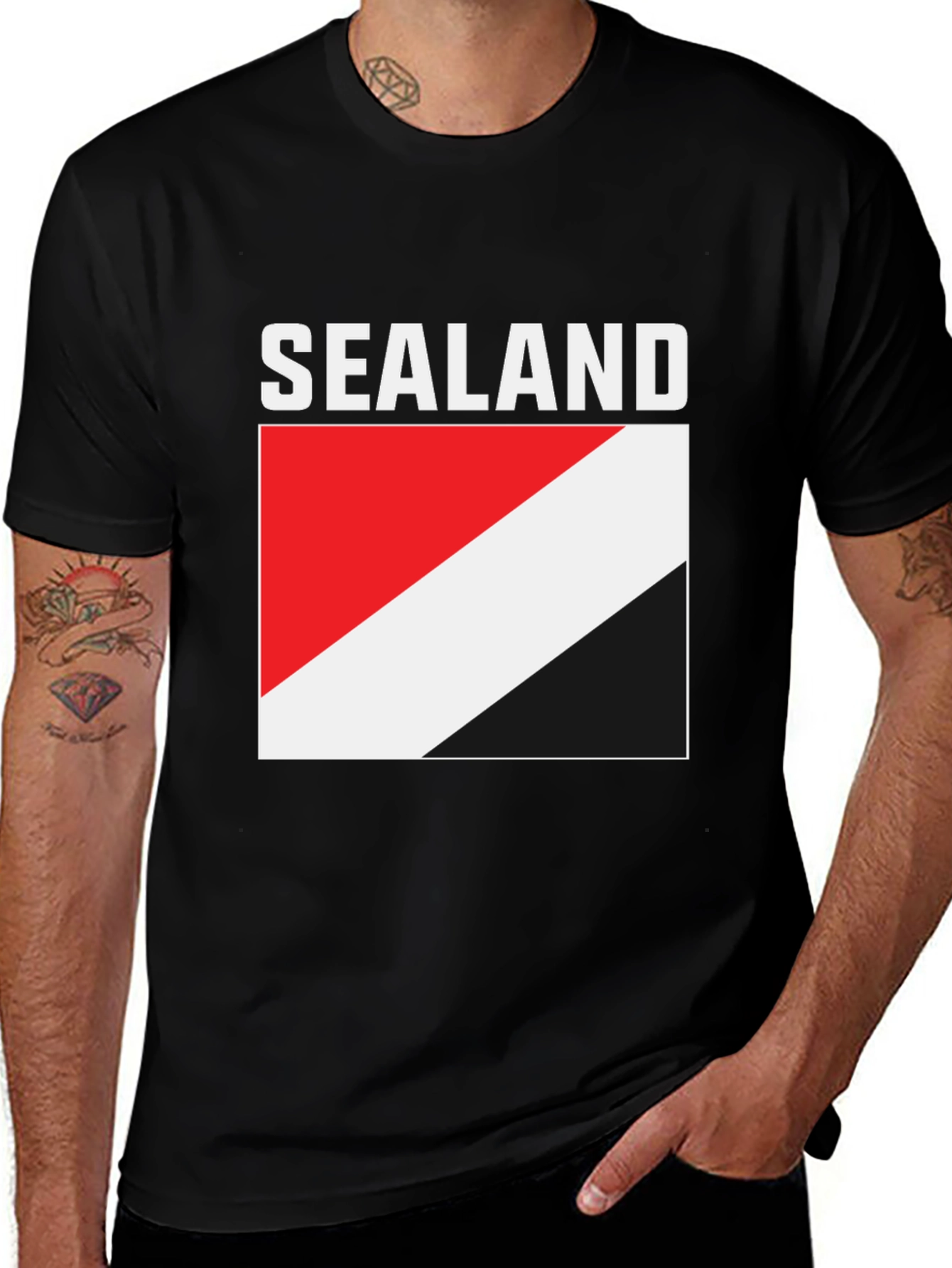 Principality of Sealand Flag T-Shirt - Black