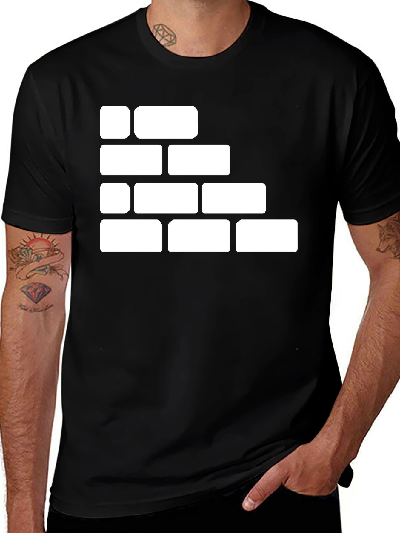 Variant 4 of Brick Wall Graphic Tee - Black Cotton T-Shirt