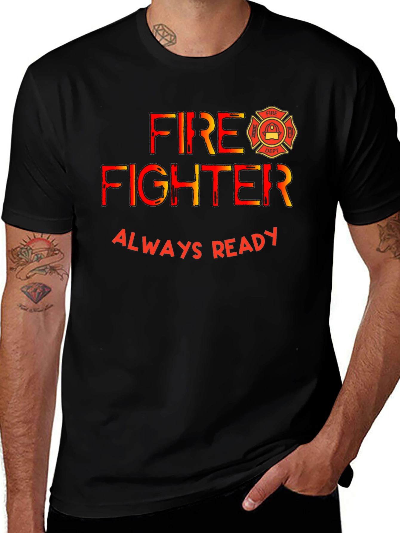 Variant 12 of Firefighter Always Ready Black T-Shirt