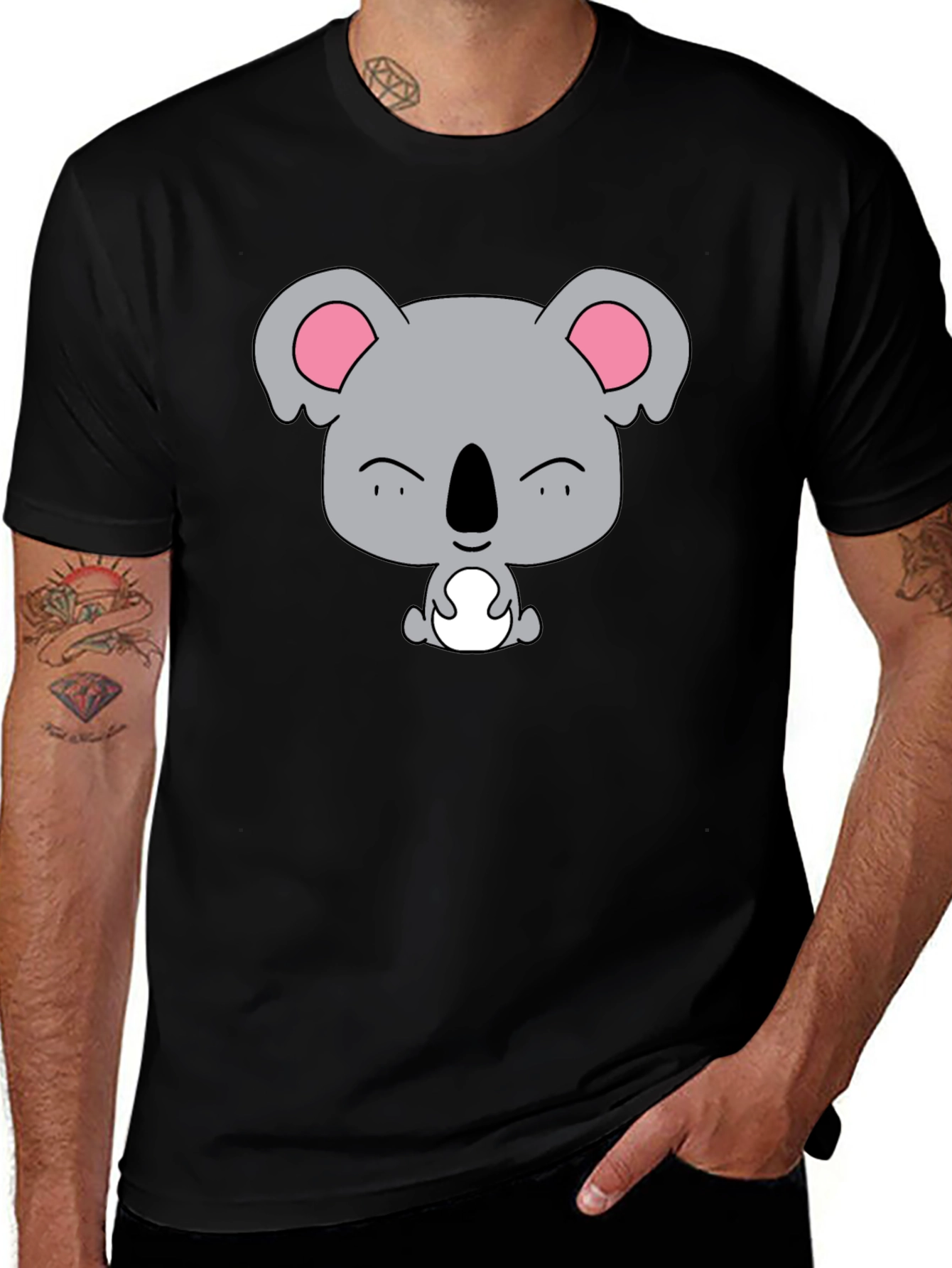 Variant 7 of Cute Koala Bear Graphic T-Shirt - Black