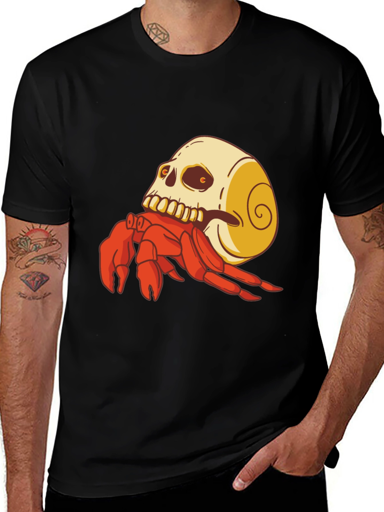 Variant 11 of Skull Crab Graphic Tee - Black Cotton Blend