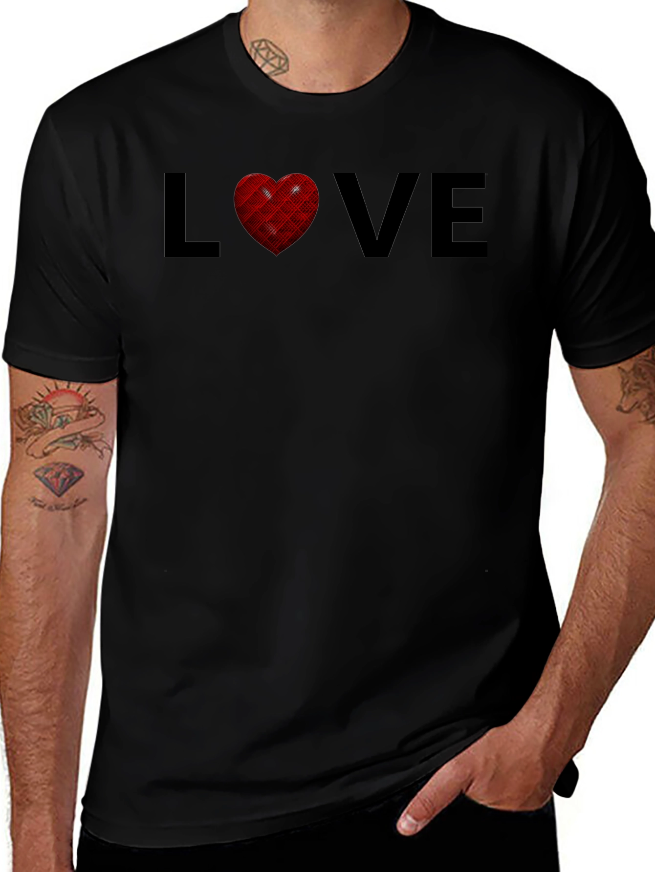 Variant 3 of Love Heart Graphic Black T-Shirt