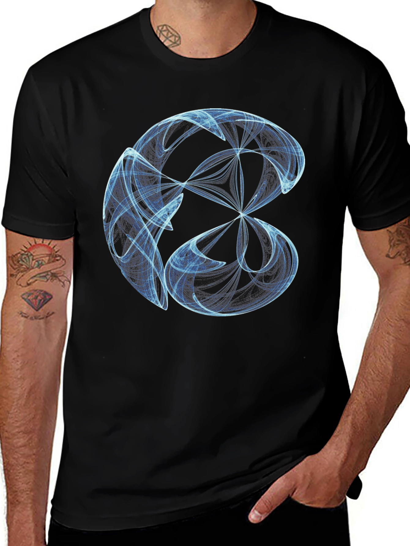 Abstract Sphere Graphic Print Black Tee