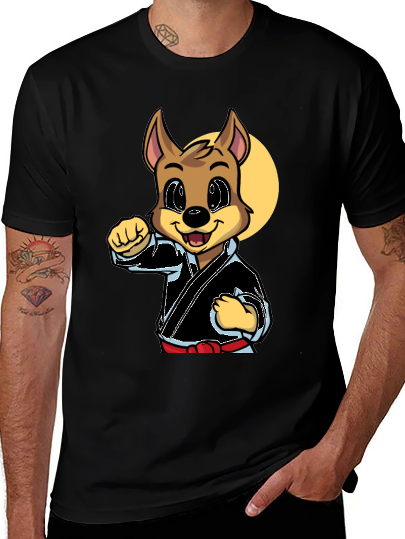 Black Karate Dog Graphic Tee - Black Martial Arts Shirt main image
