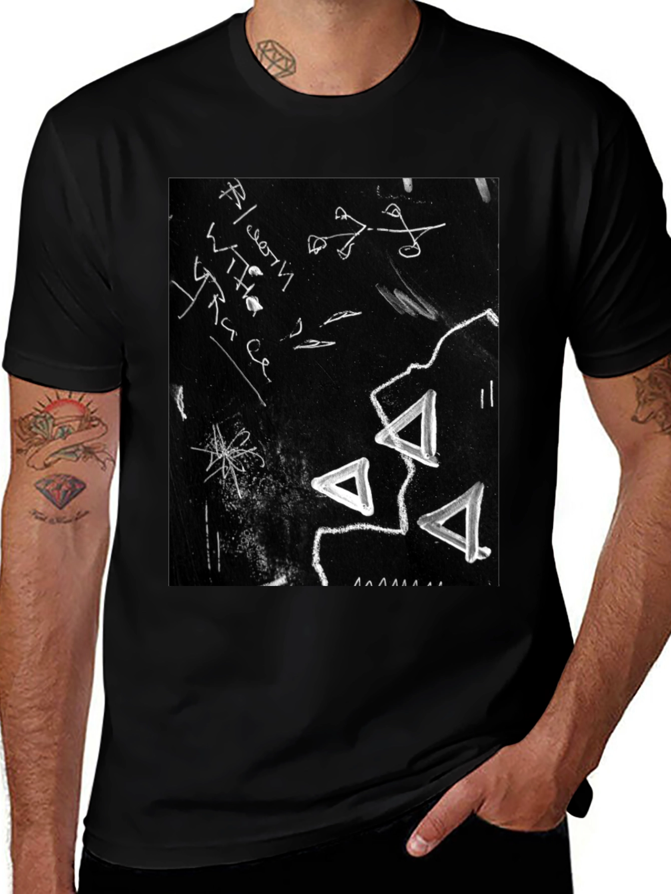 Black Abstract Black Graphic Tee main image