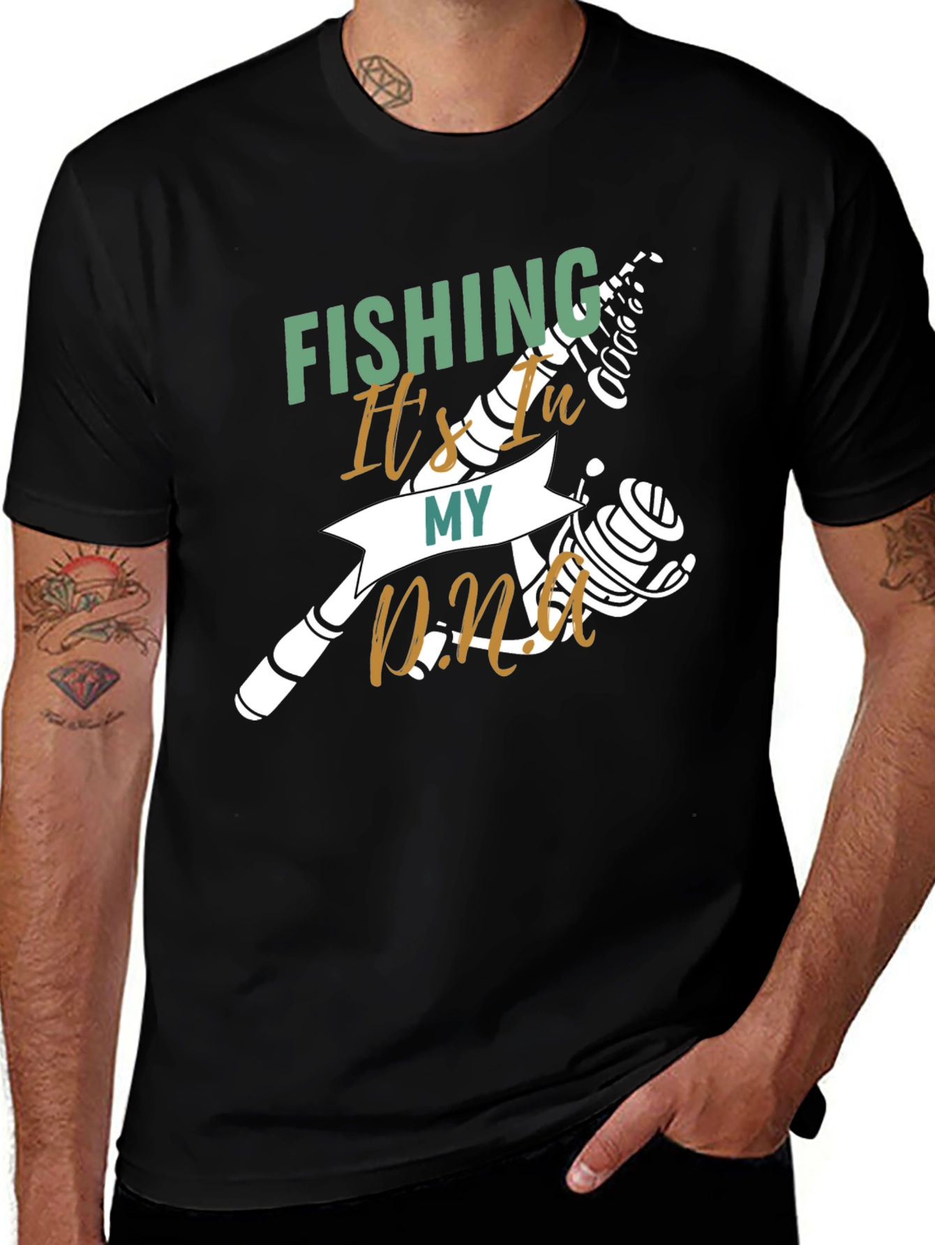 Variant 26 of Fishing It's In My DNA Black T-Shirt