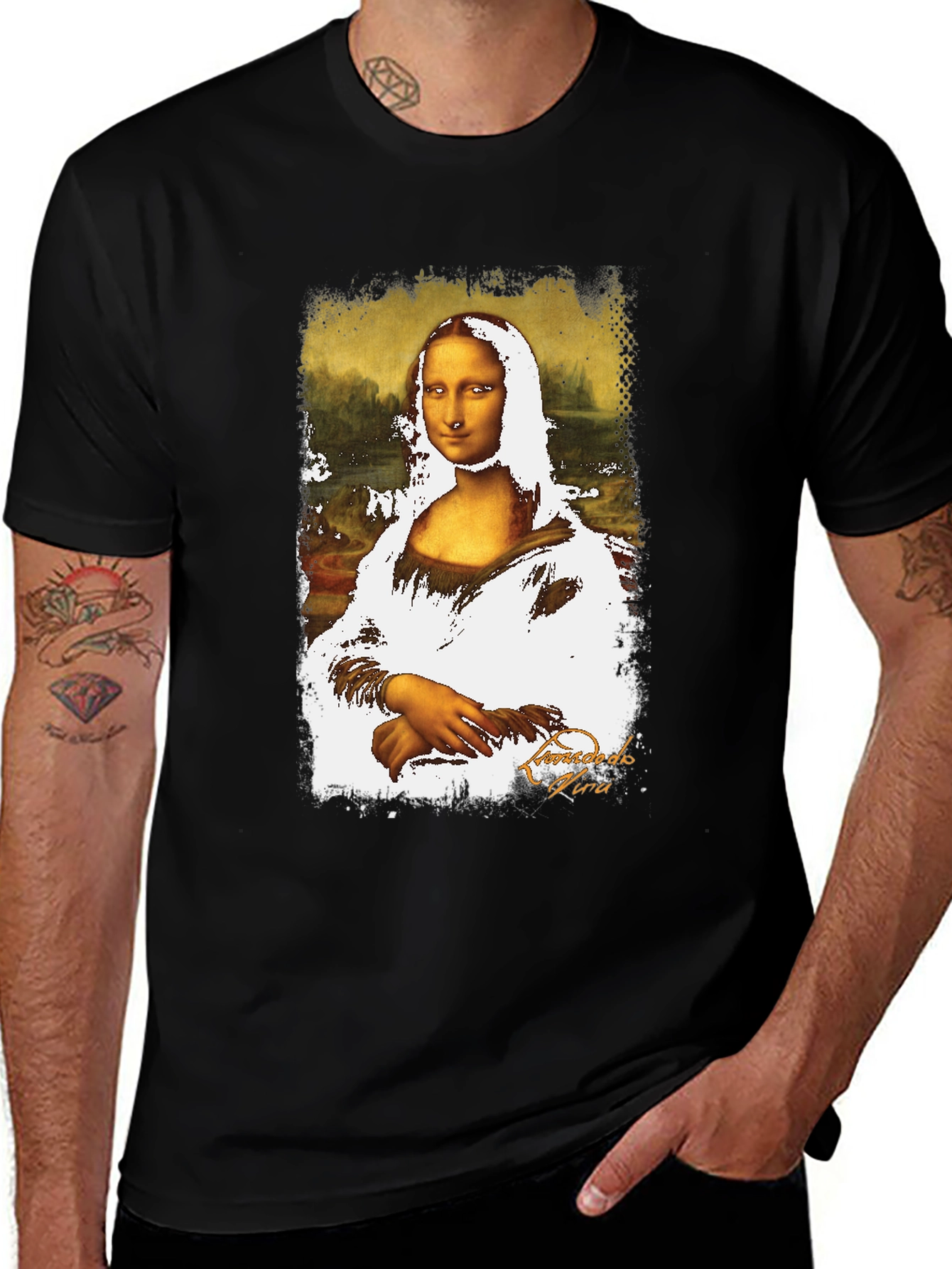 Variant 3 of Mona Lisa Graphic Print Black T-Shirt