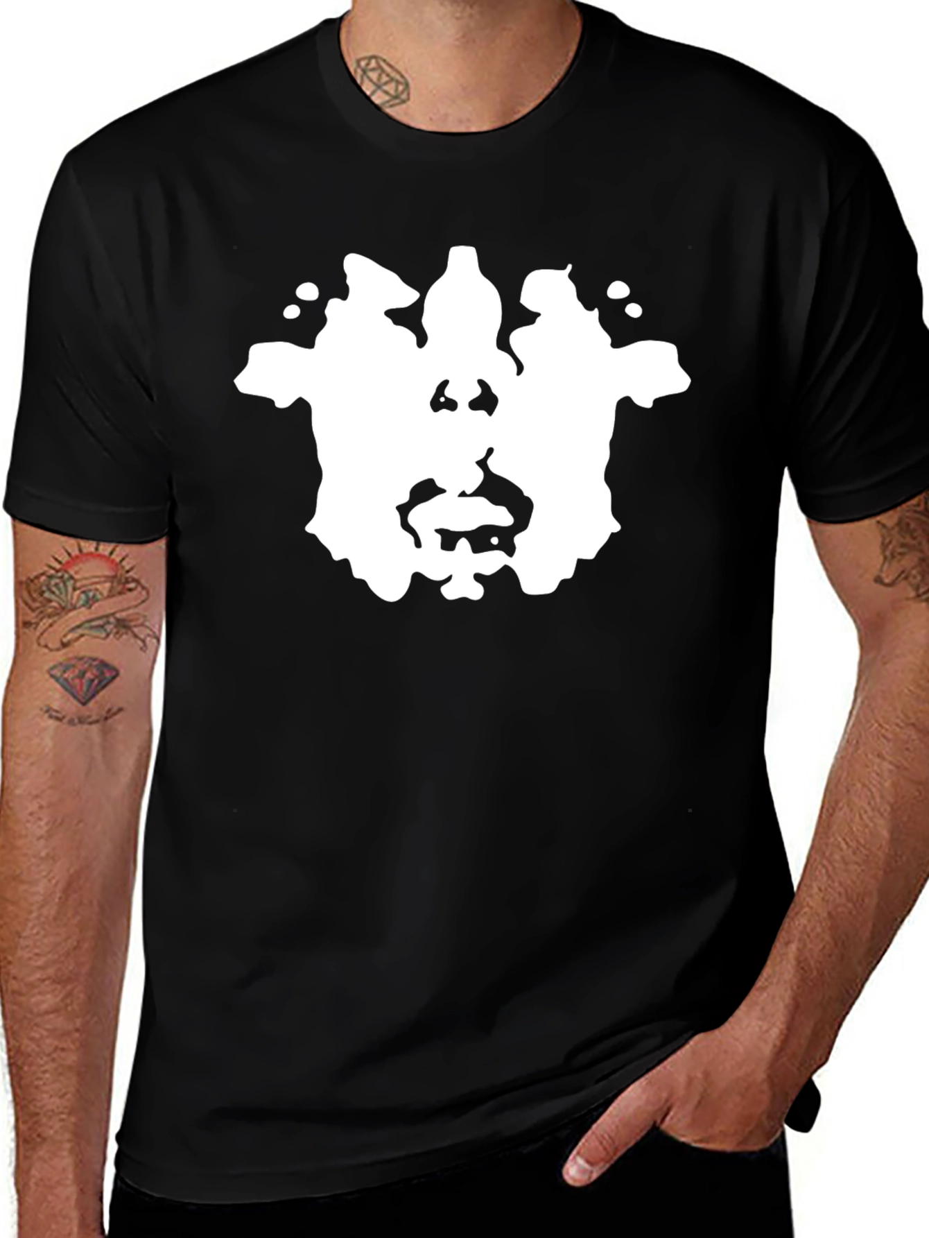 Rorschach Ink Blot Graphic Tee - Black