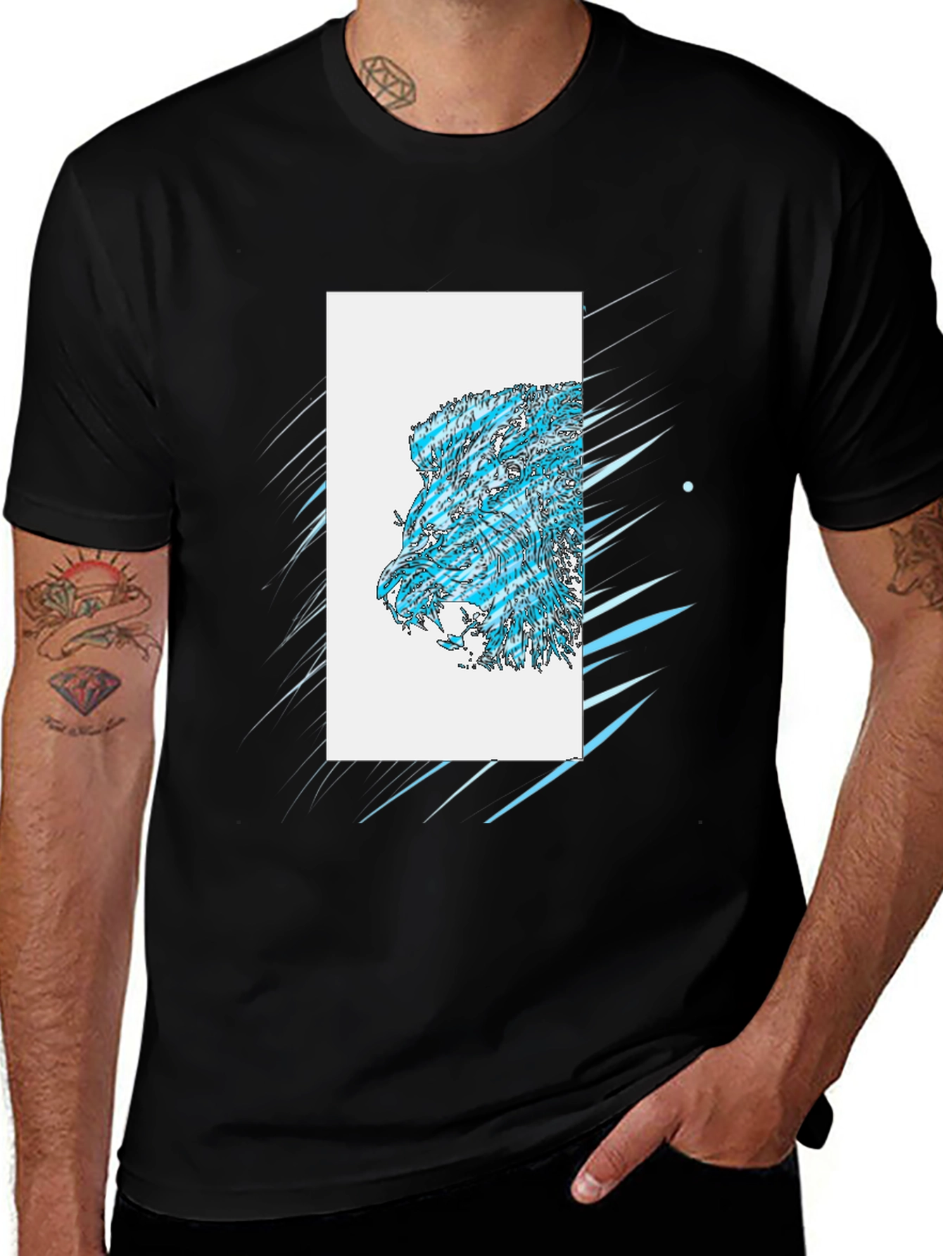 Variant 10 of Abstract Lion Graphic Black T-Shirt