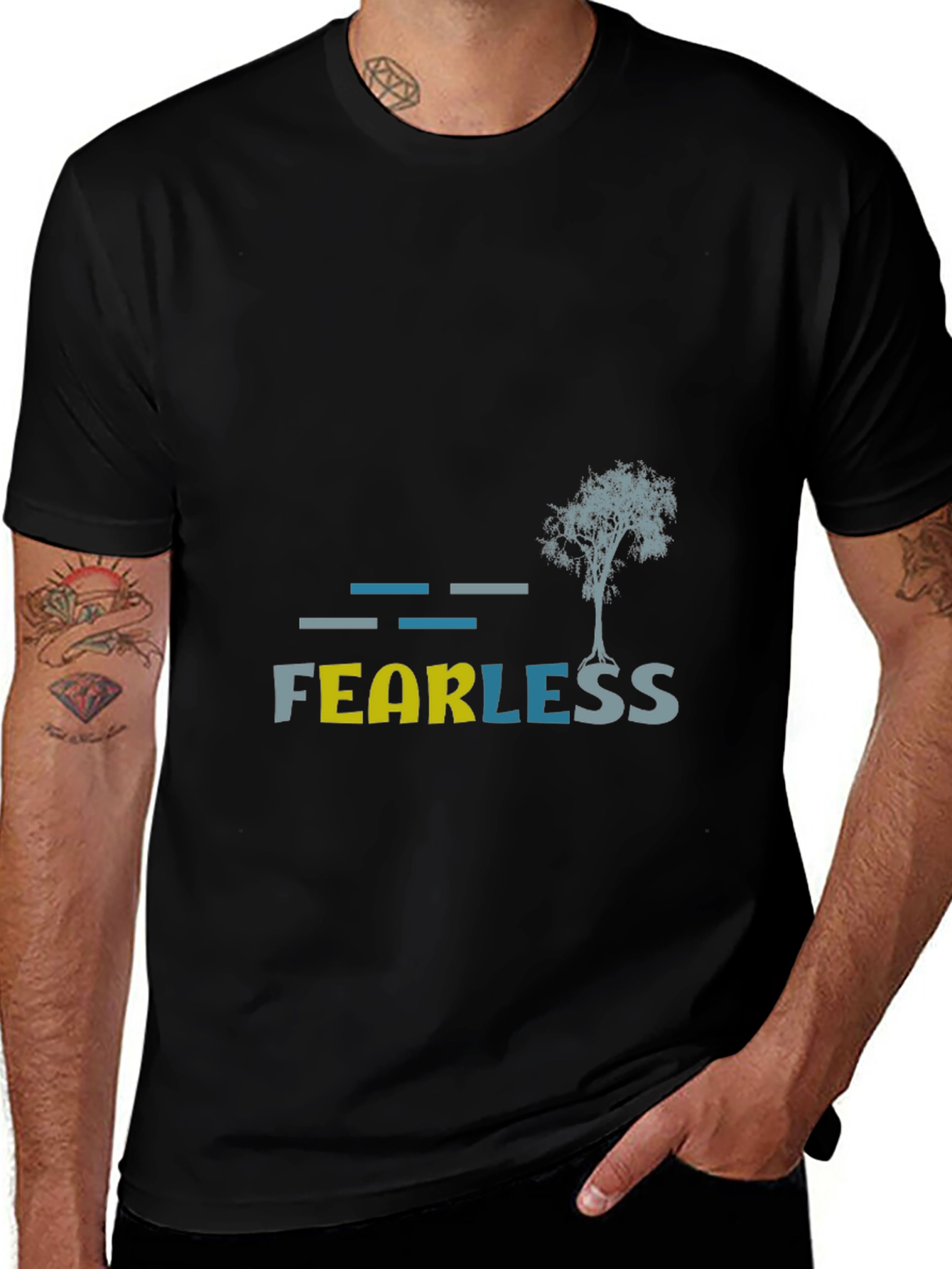 Variant 28 of Fearless Graphic Print Black T-Shirt
