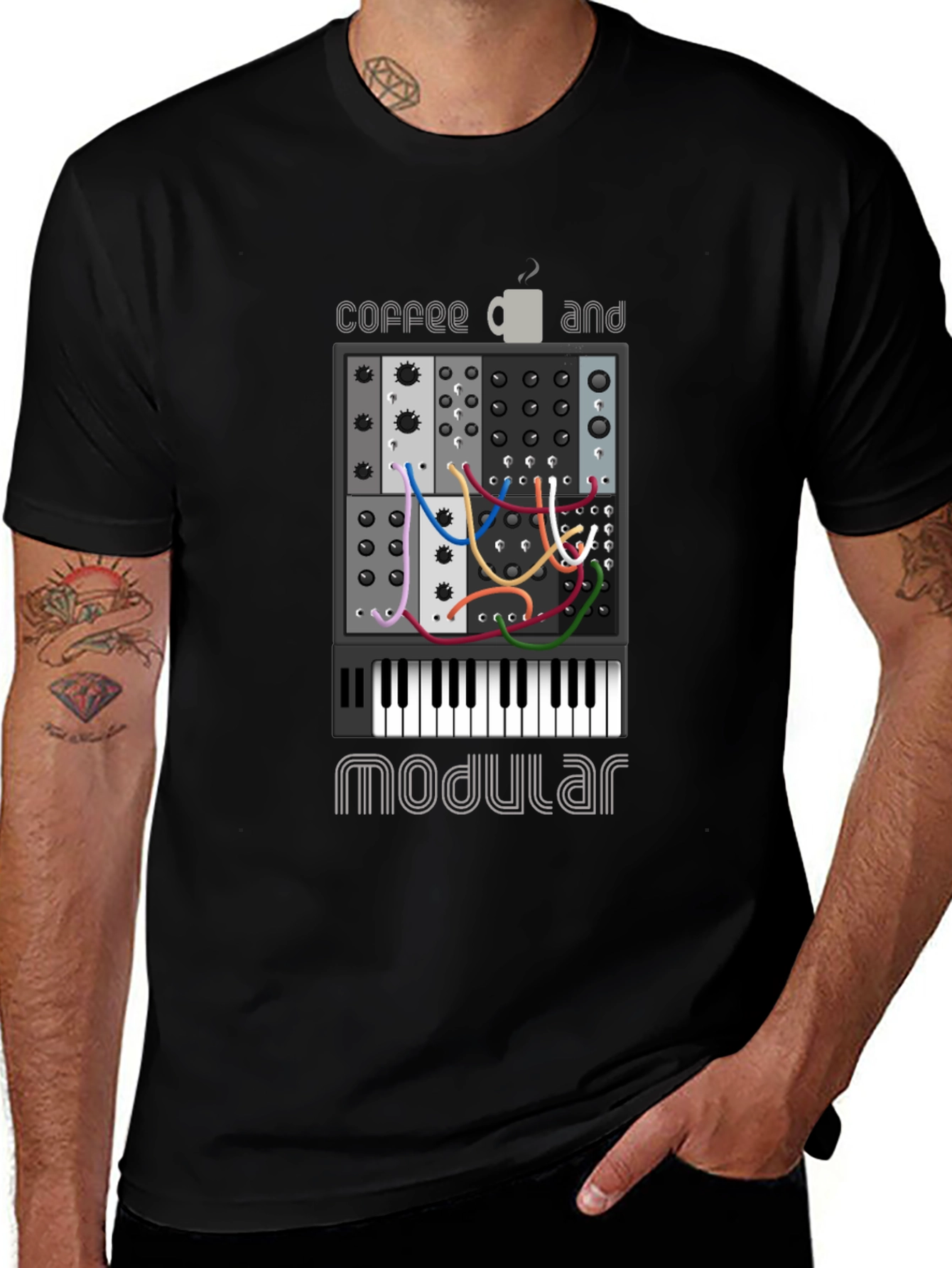 Coffee & Modular Synth T-Shirt - Musician Style