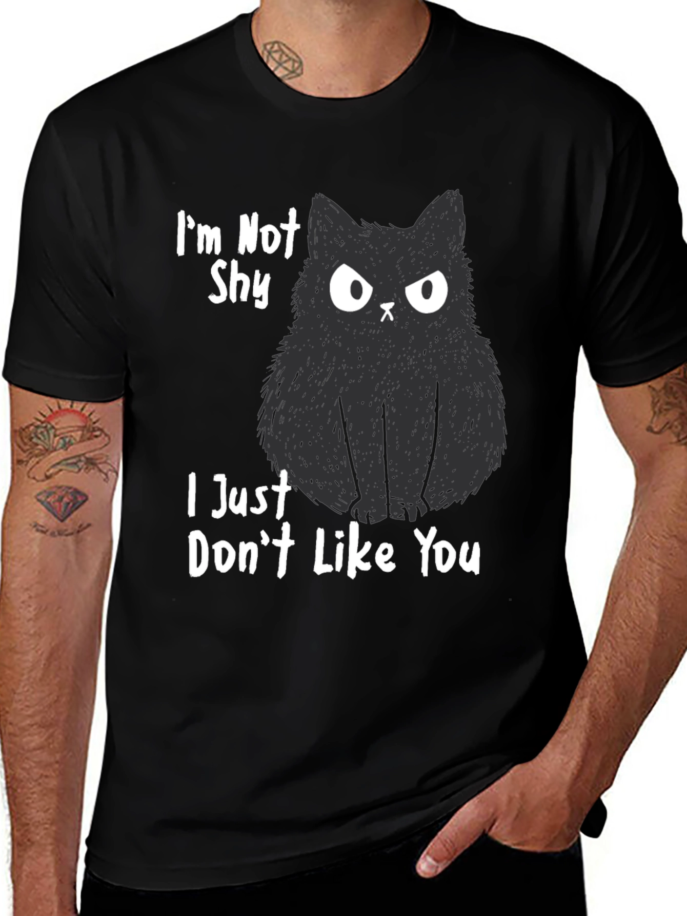 Funny Cat Graphic Tee - I'm Not Shy I Just Don't Like You