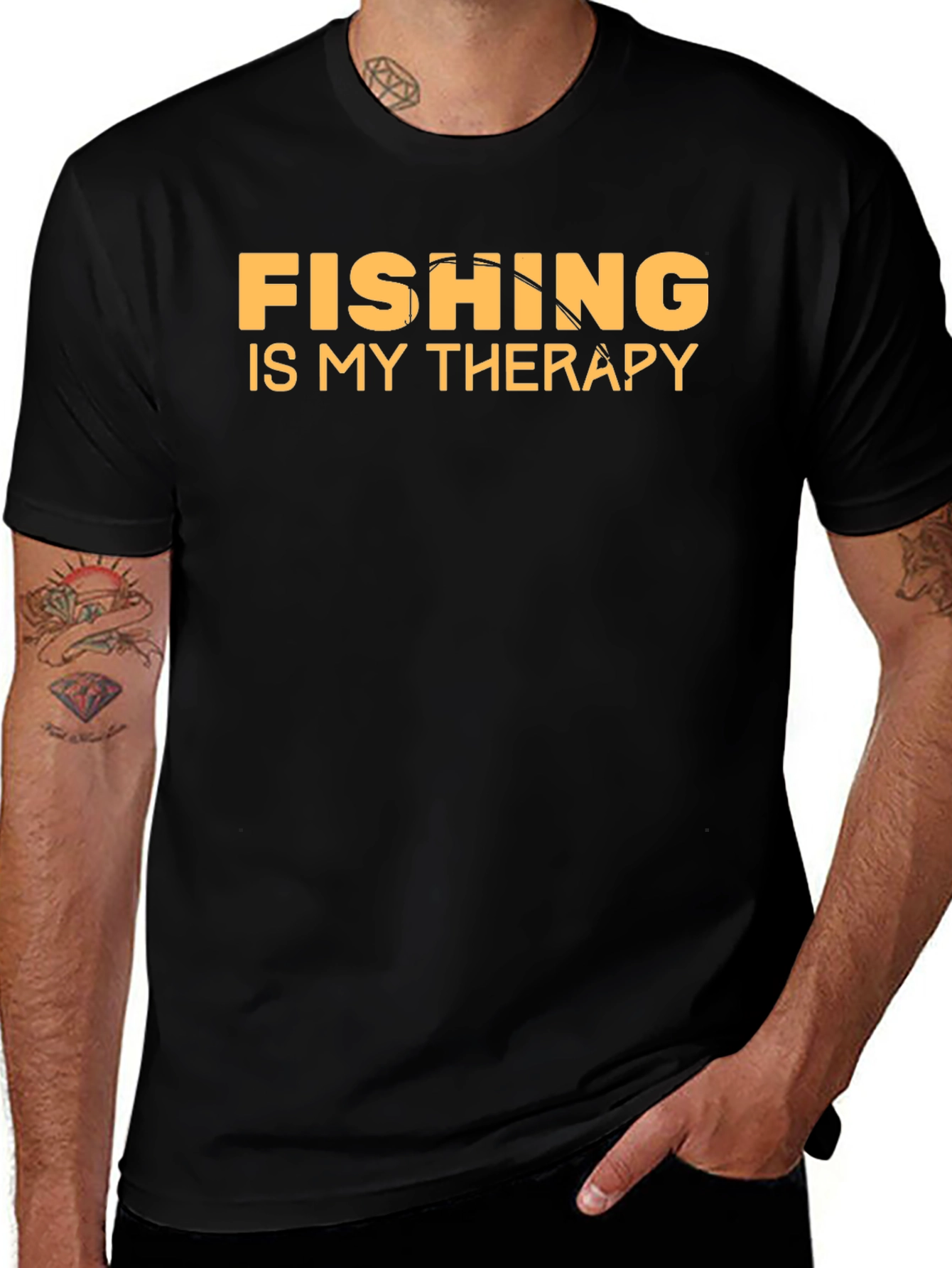 Variant 7 of Fishing is My Therapy T-Shirt, Black