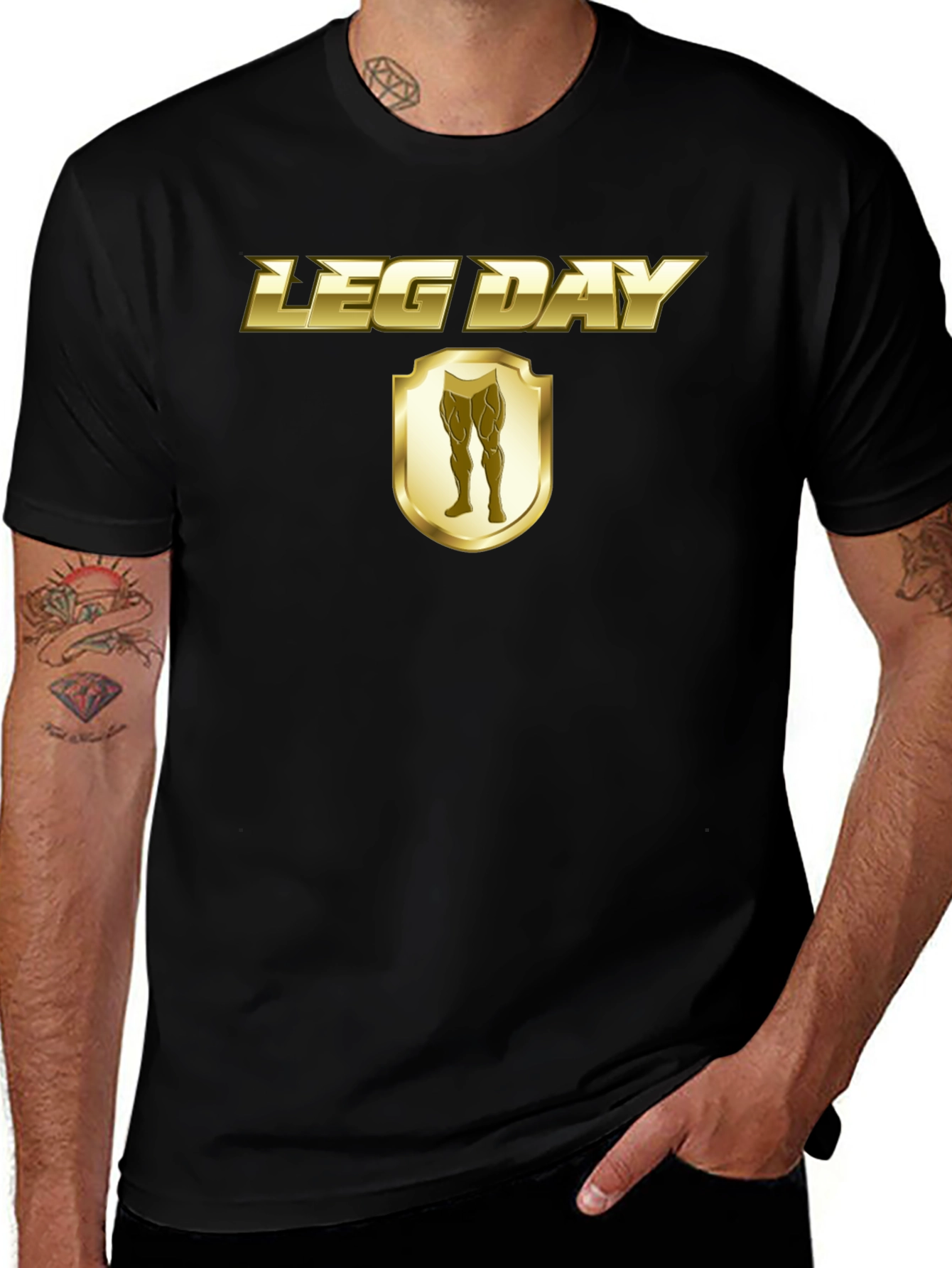 Variant 25 of Leg Day Gold Graphic T-Shirt - Fitness Apparel