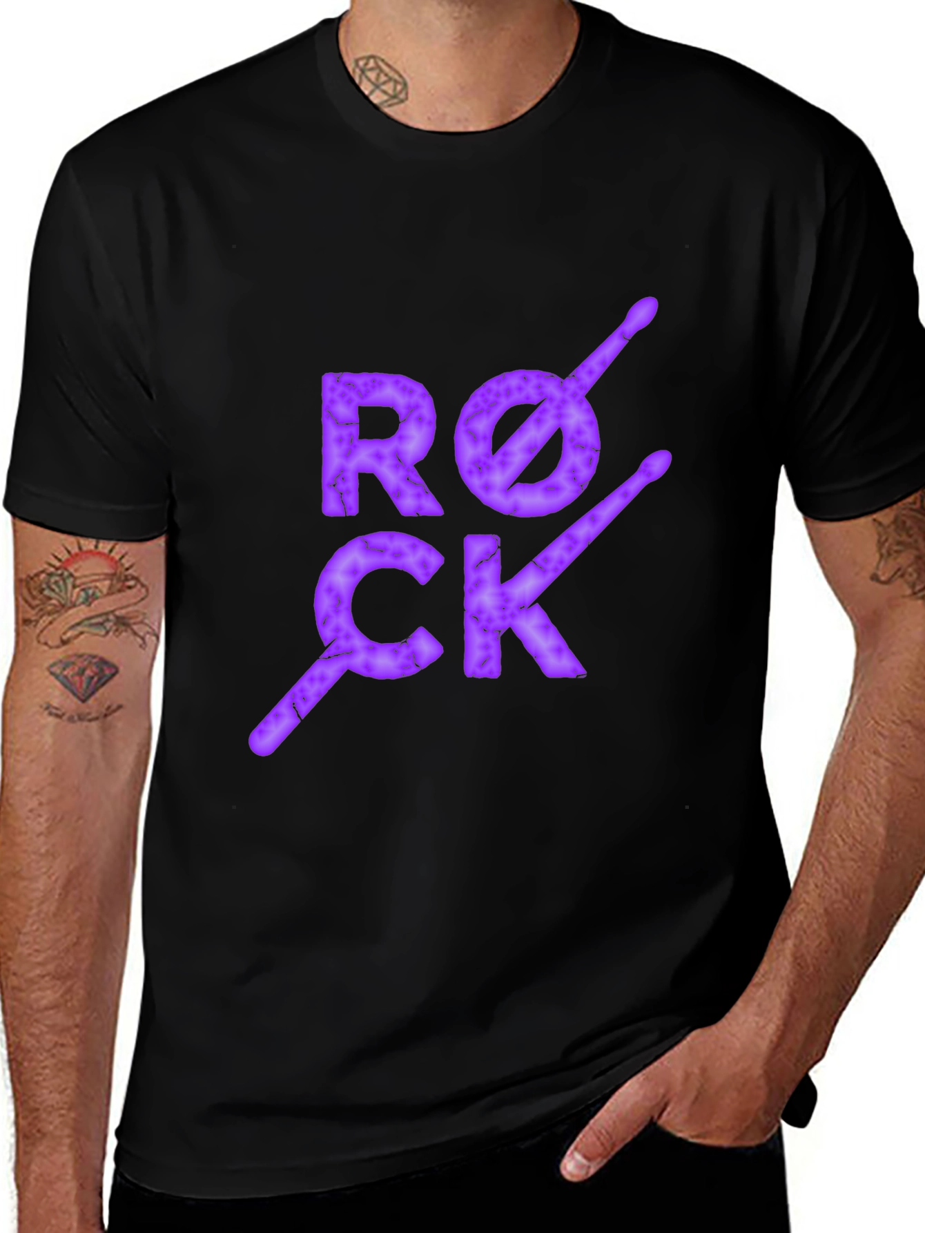 Rock Drum Sticks T-Shirt - Black