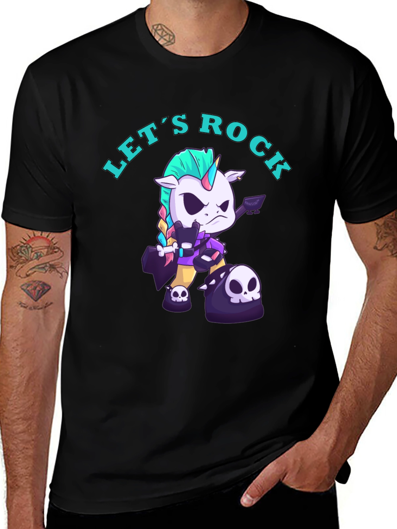 Variant 20 of Let's Rock T-Shirt - Rocker Unicorn Design
