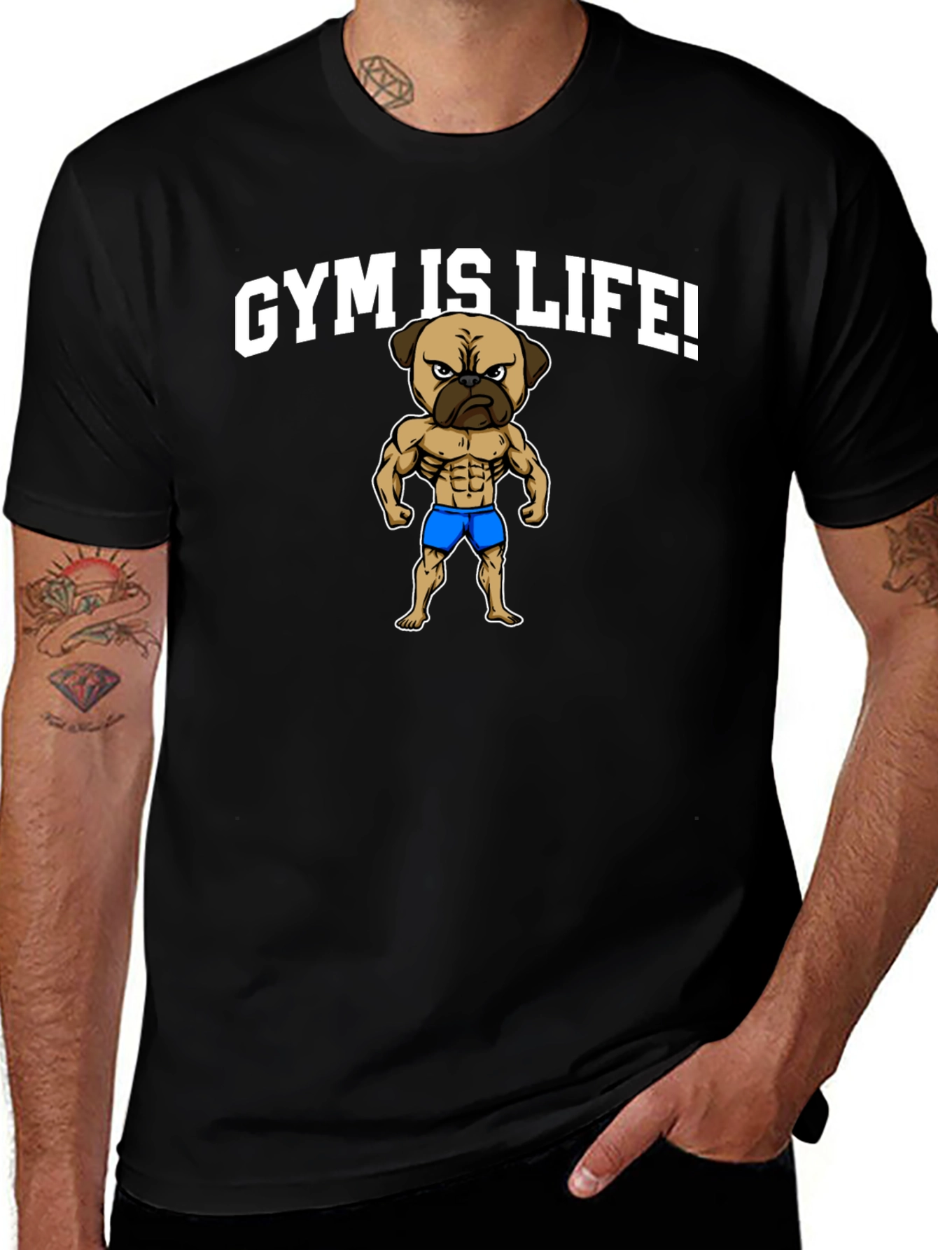 Gym Is Life Pug Graphic Tee