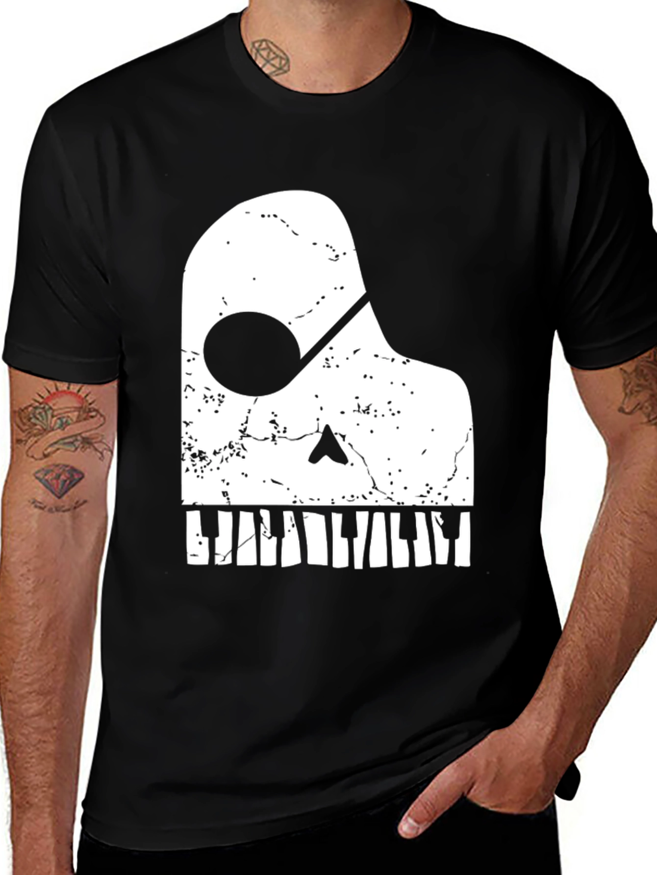 Variant 11 of Piano Skull Graphic Tee - Music Lover T-Shirt