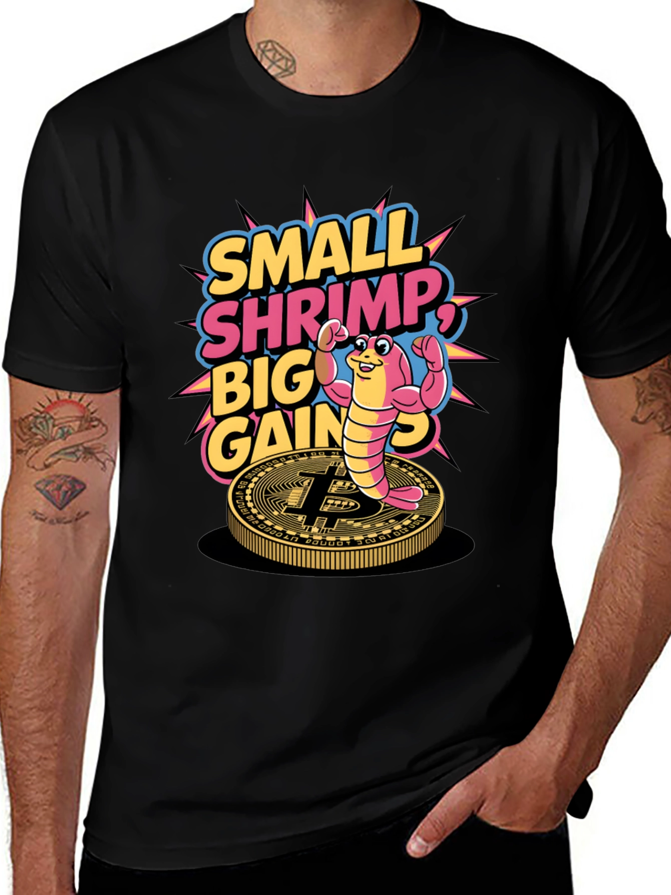 Small Shrimp, Big Gains Bitcoin T-Shirt