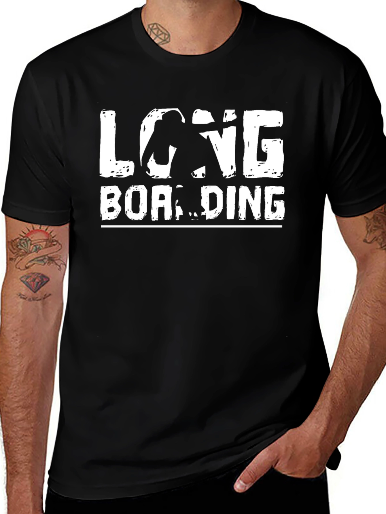 Variant 16 of Longboarding T-Shirt - Black Graphic Tee