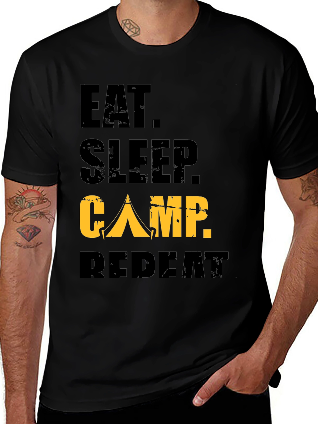 Variant 6 of Eat Sleep Camp Repeat Black T-Shirt