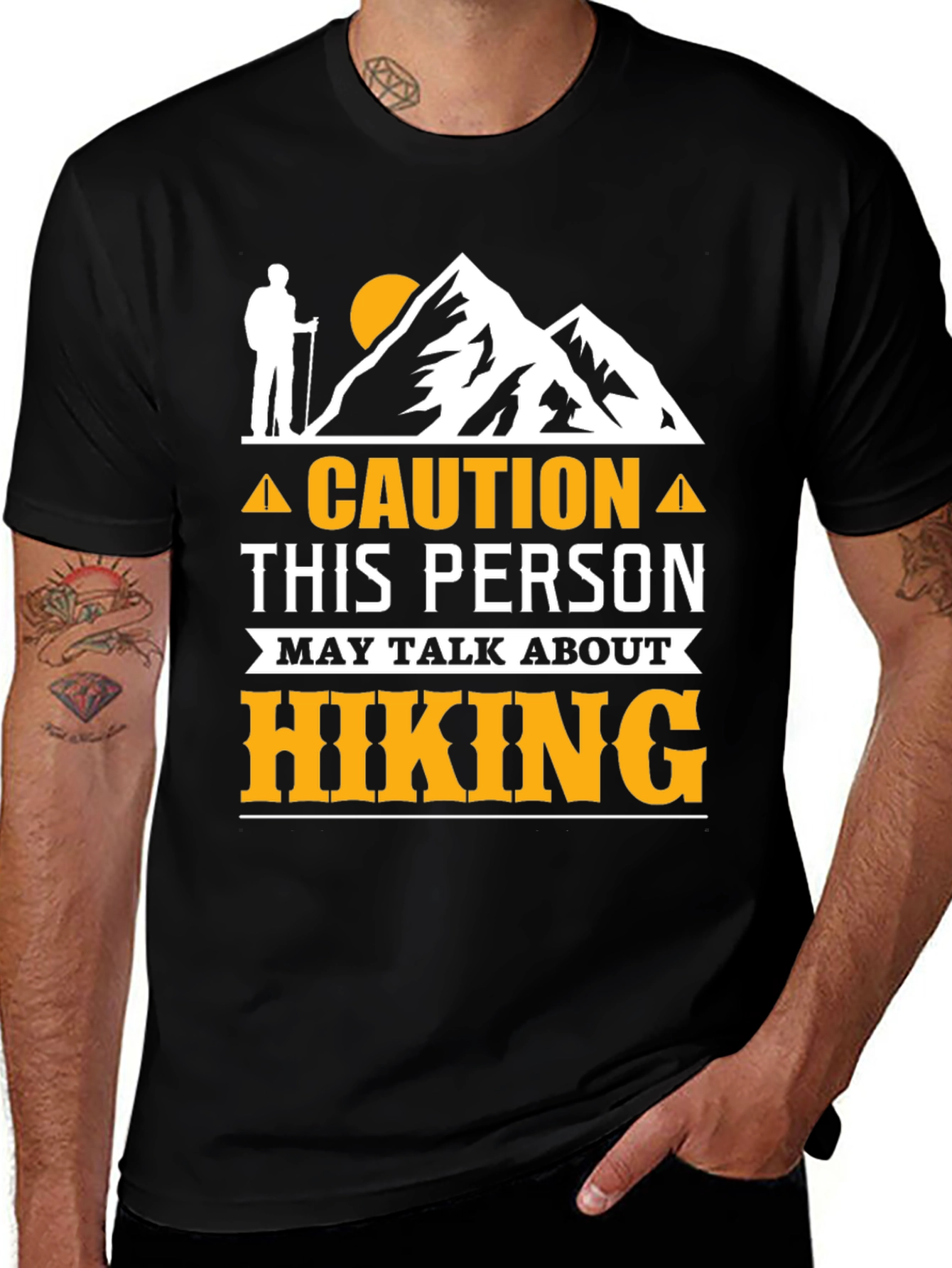 Variant 28 of Caution Hiker Graphic T-Shirt - Outdoor Adventure Tee