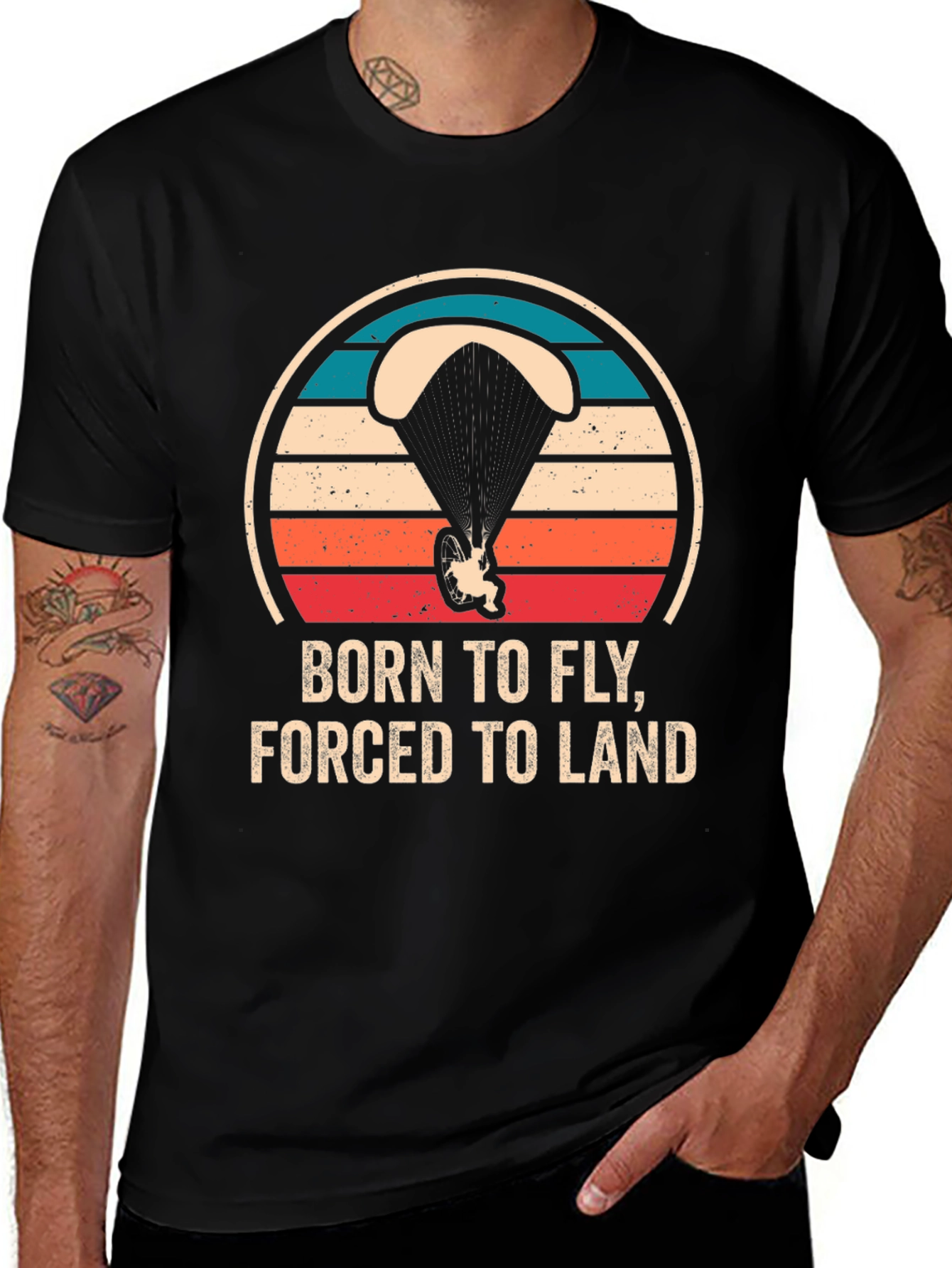 Variant 29 of Born to Fly T-Shirt | Paragliding Adventure Tee