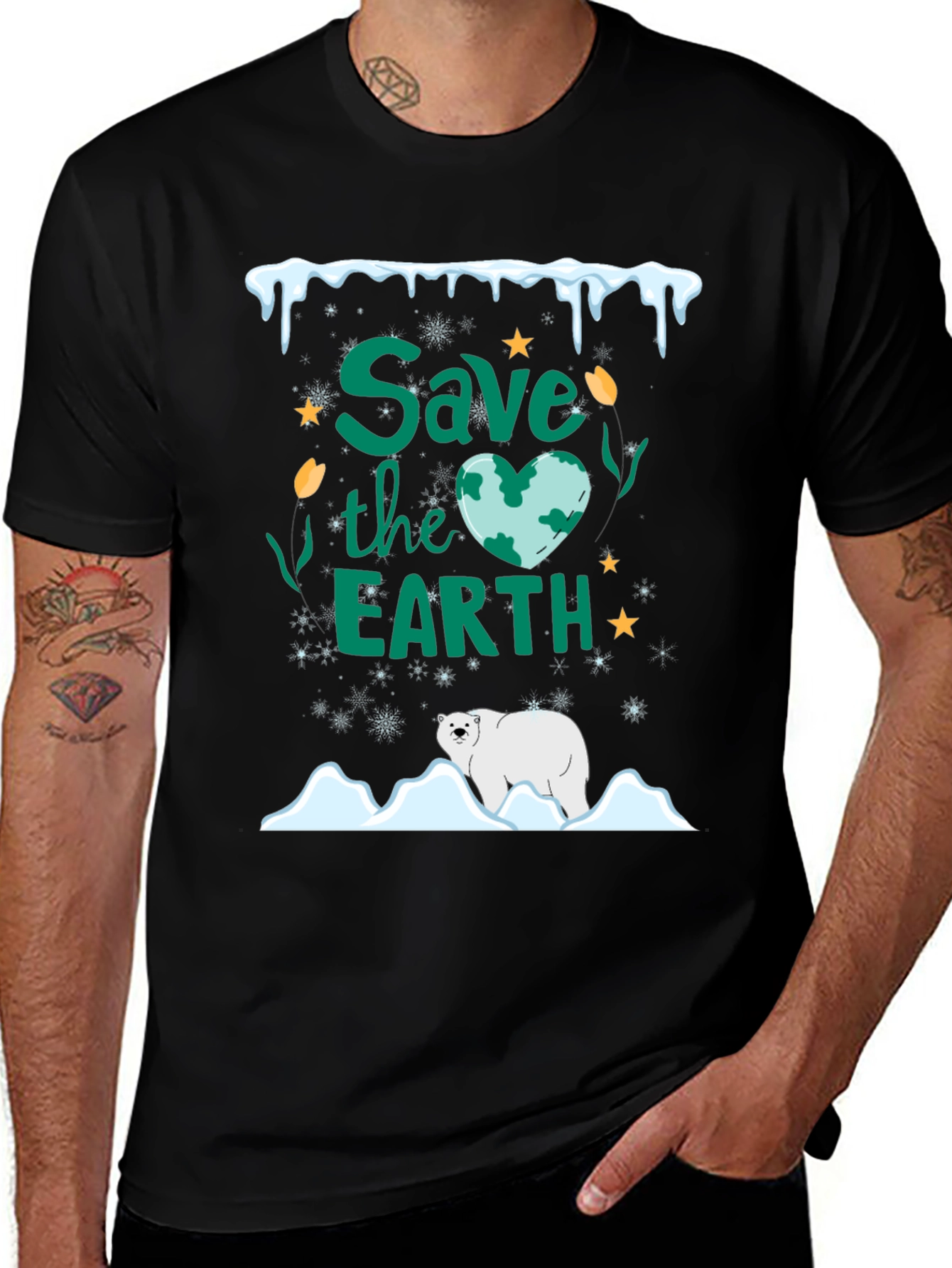 Variant 7 of Save the Earth Polar Bear Graphic Tee