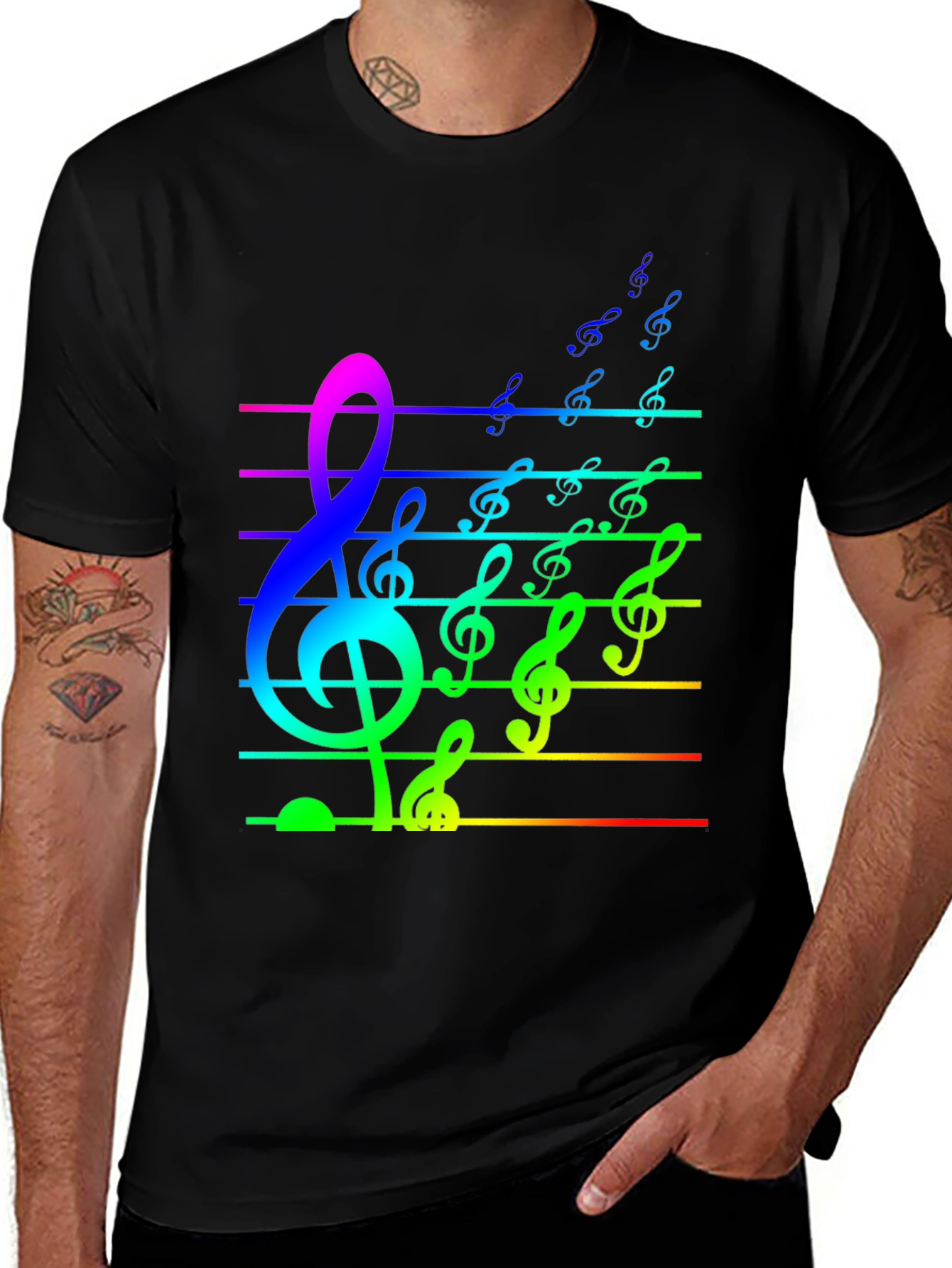 Variant 13 of Rainbow Music Notes Graphic Tee