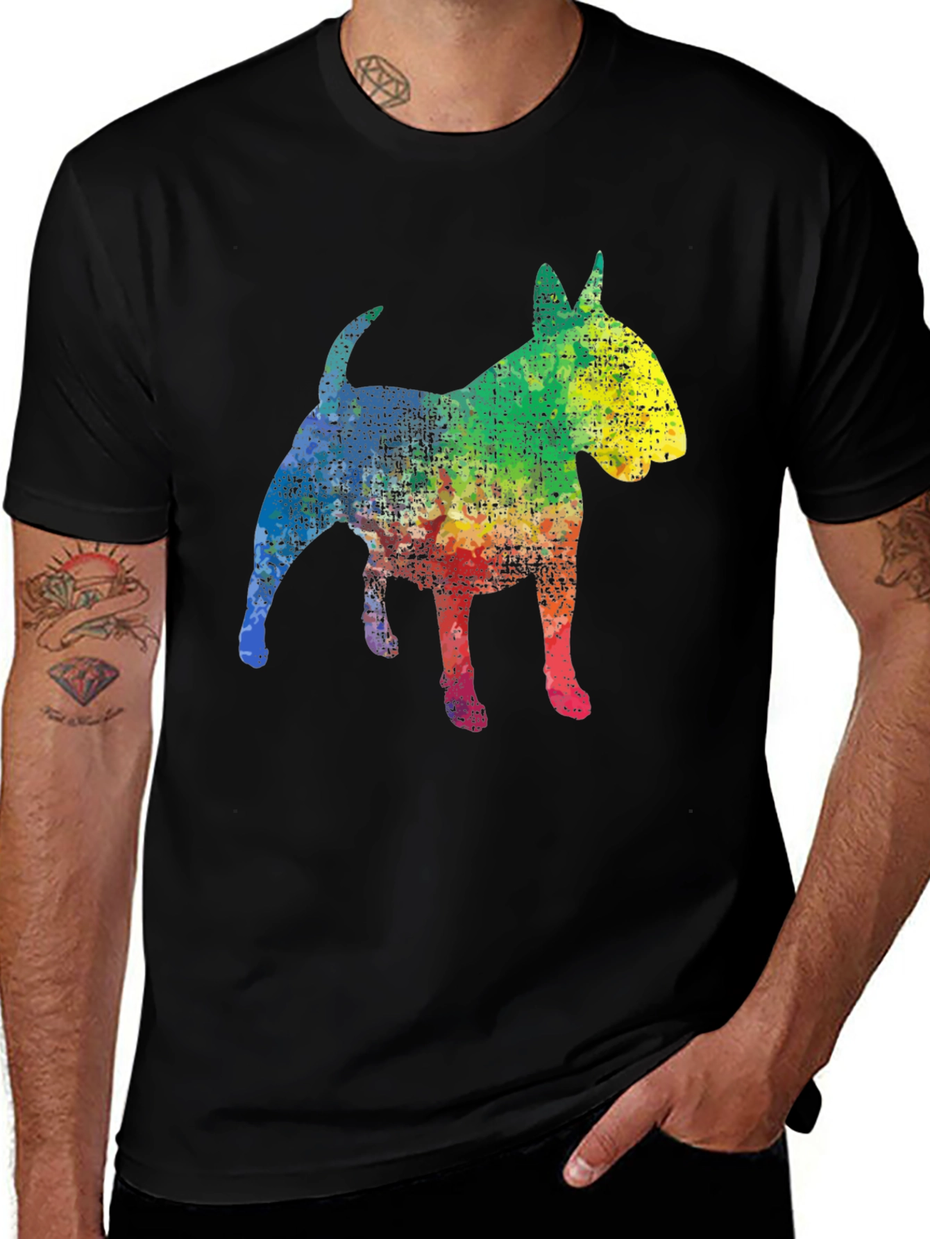 Rainbow Bull Terrier Graphic T-Shirt - Stylish Dog Lover Tee
