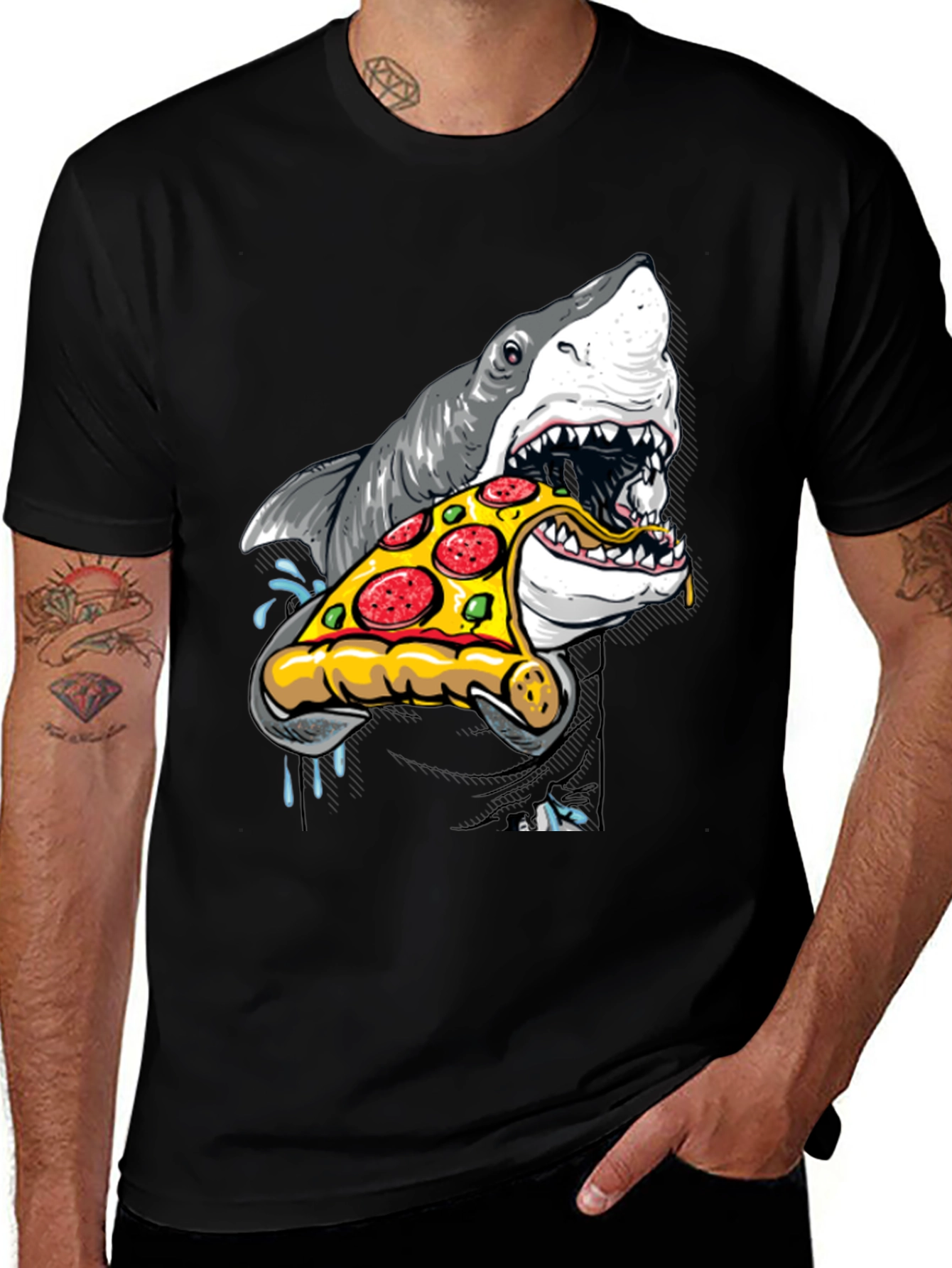 Variant 13 of Shark Pizza T-Shirt - Unique Graphic Tee