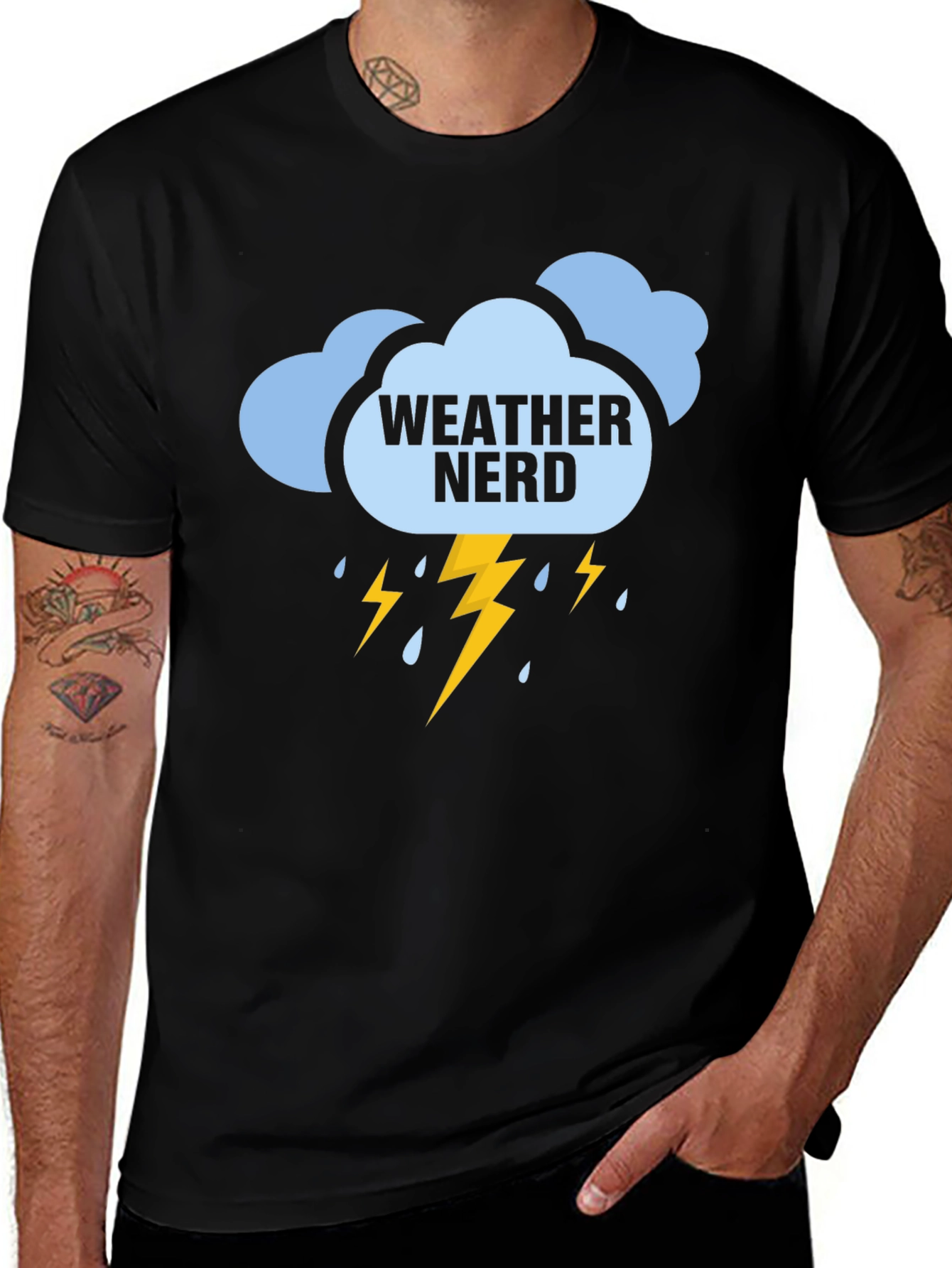 Variant 22 of Weather Nerd Graphic T-Shirt - Black Cotton Tee