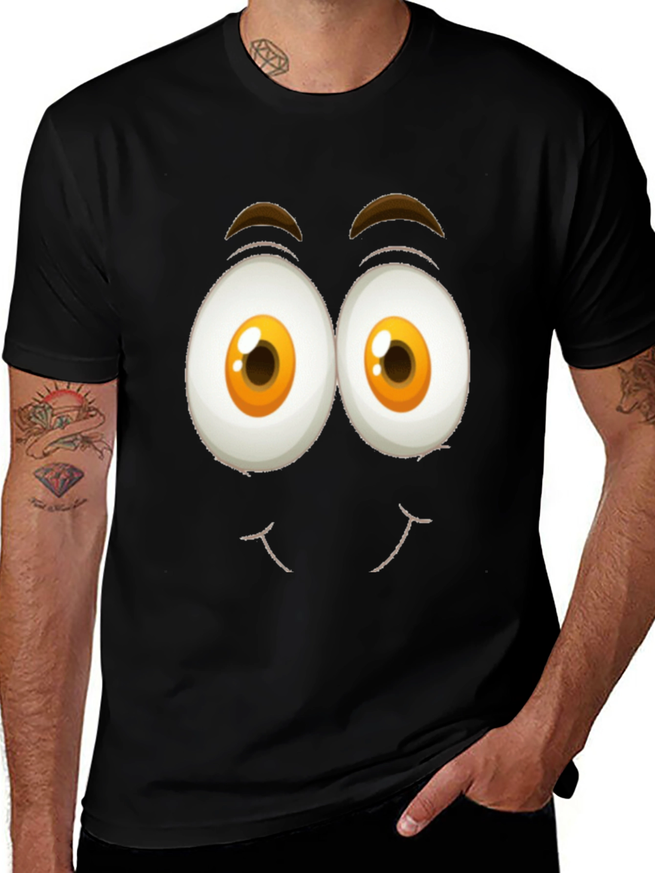 Funny Face Graphic Tee - Black Cotton T-Shirt