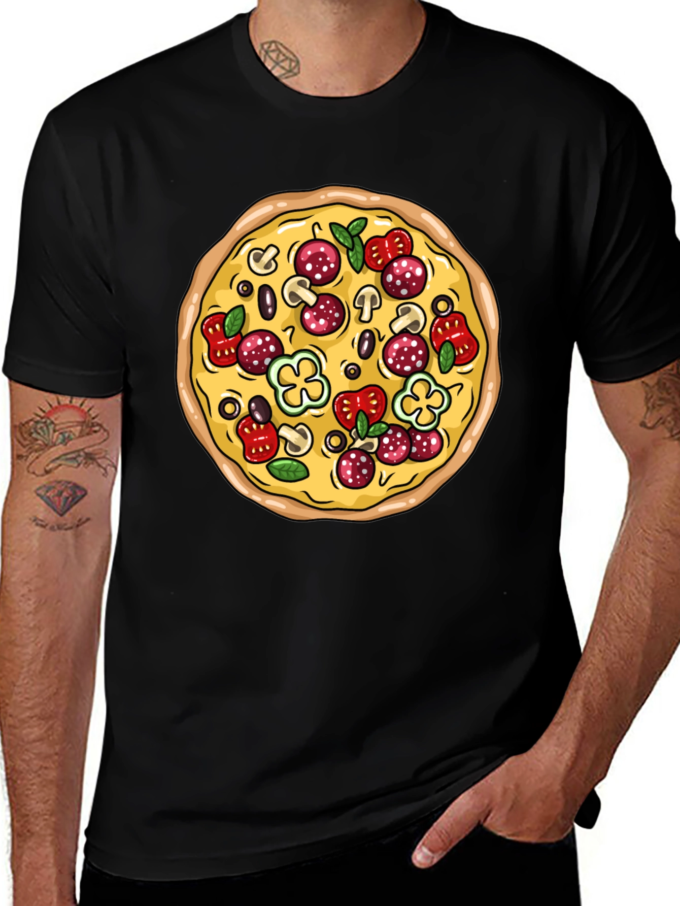 Variant 15 of Pizza Graphic T-Shirt - Casual Black Tee