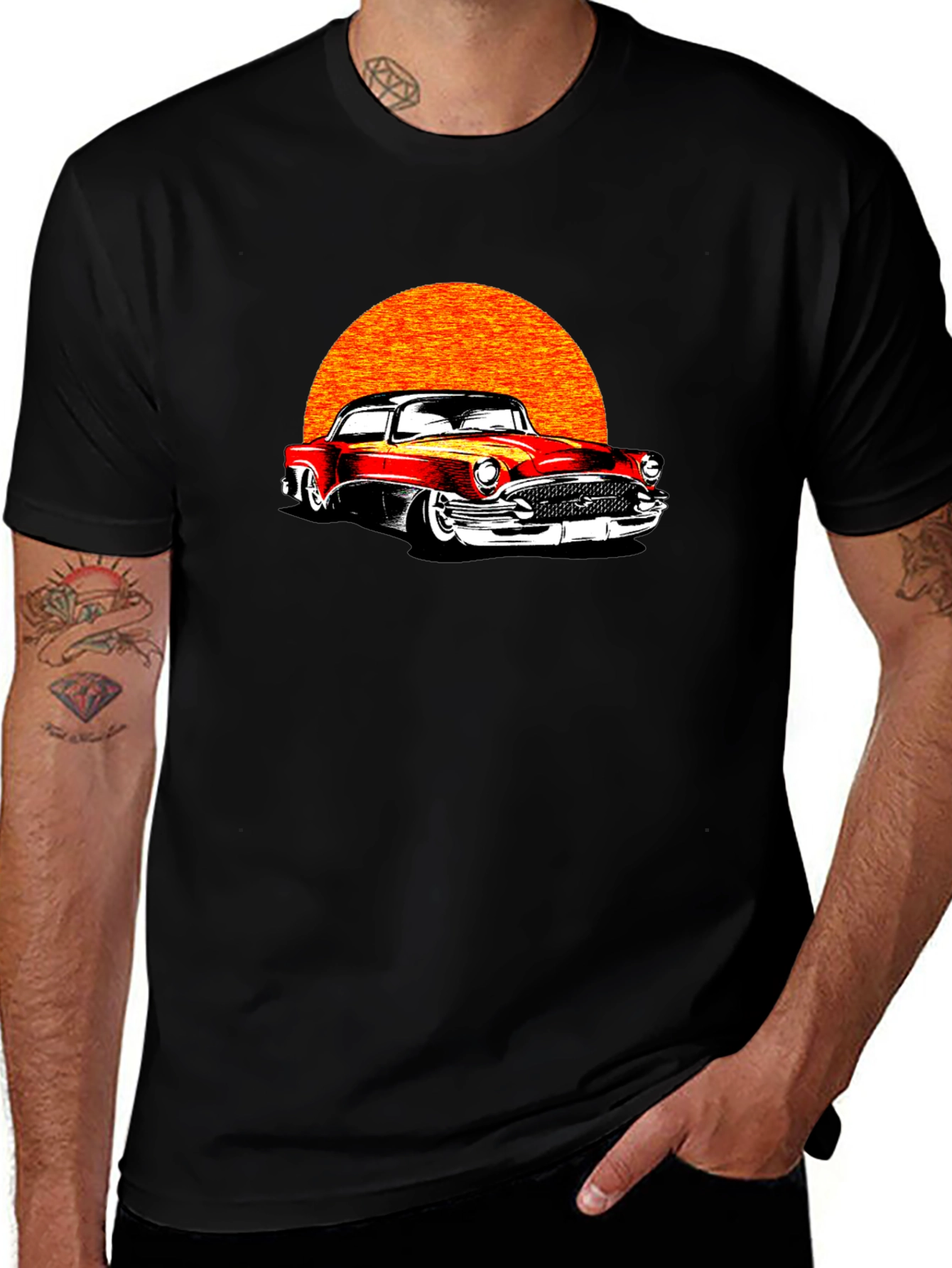 Variant 30 of Classic Car Graphic Tee - Retro Sunset Design