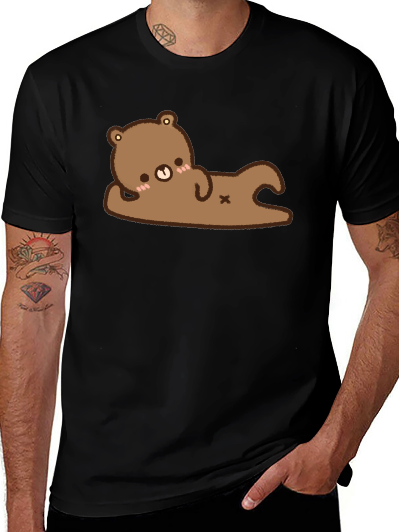 Variant 21 of Cute Bear Graphic T-Shirt - Black Cotton Tee