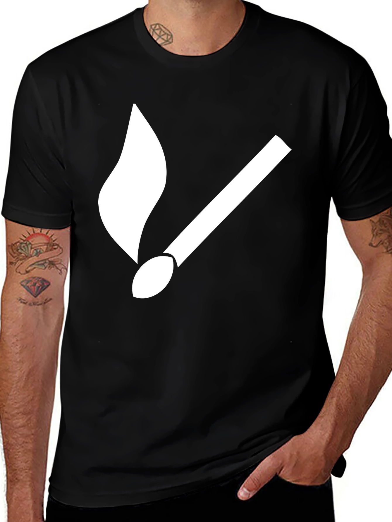 Variant 3 of Match Flame Graphic Tee - Soft Cotton Black T-Shirt