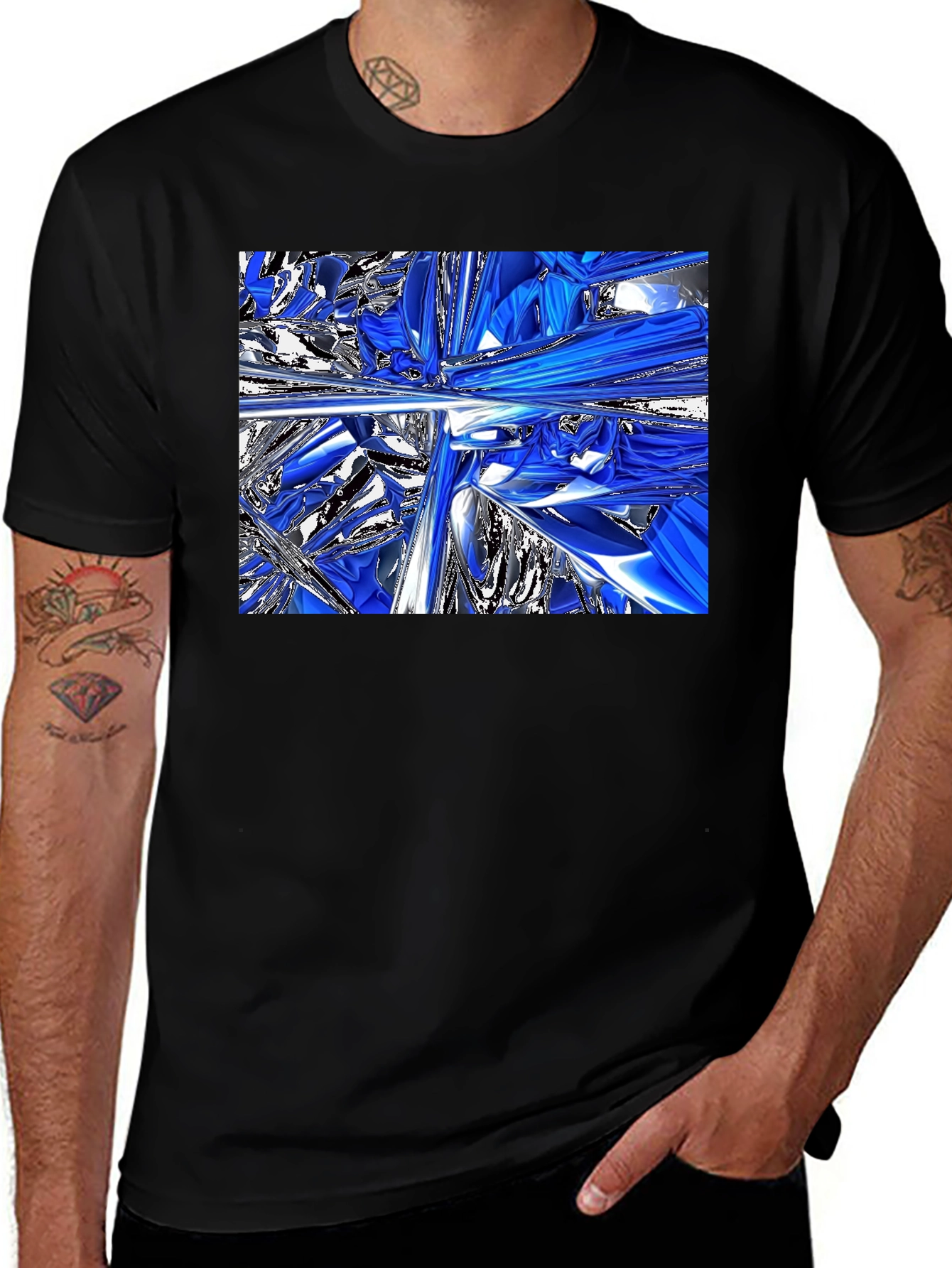 Variant 29 of Abstract Blue & Silver T-Shirt
