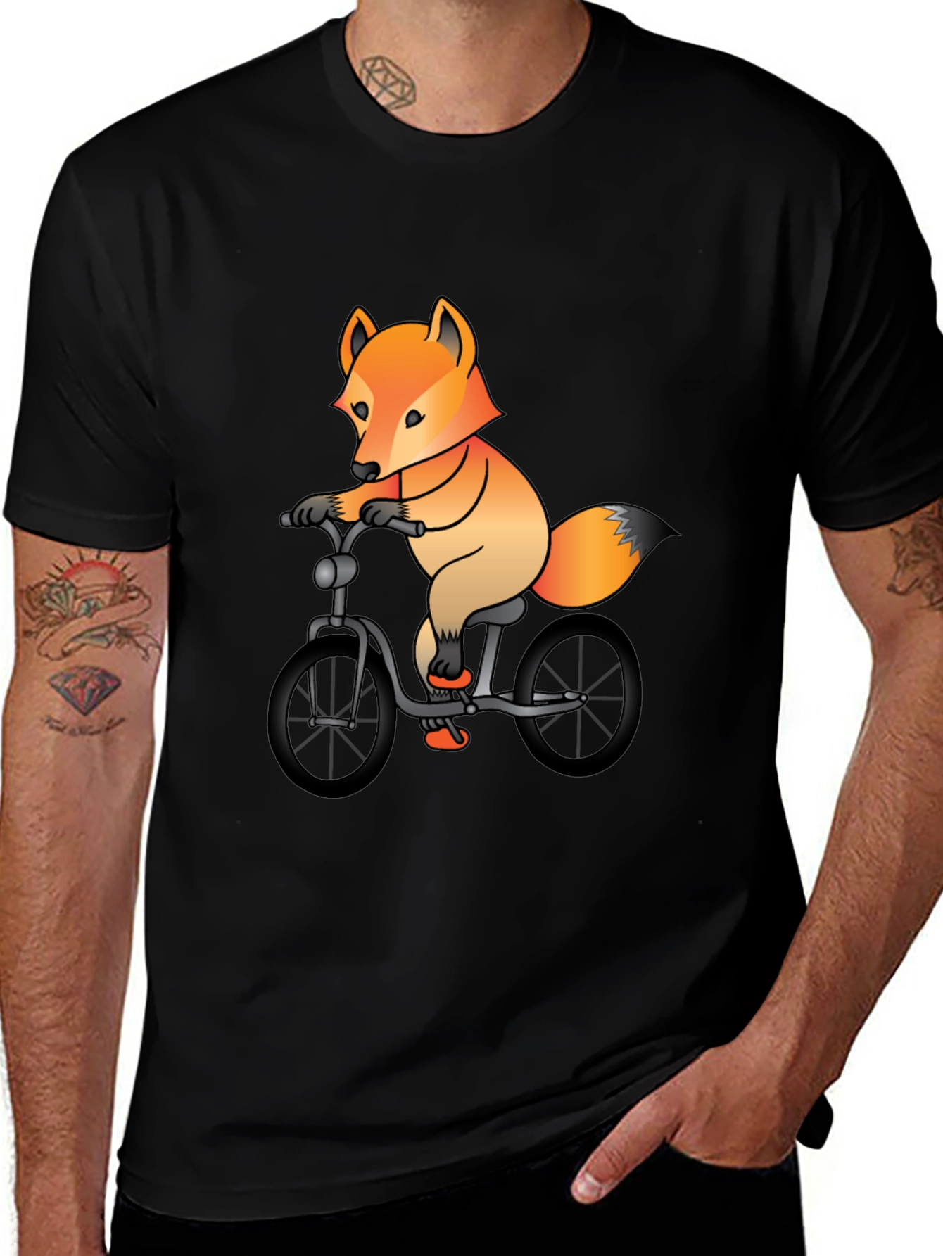 Variant 20 of Fox on Bike Graphic Tee - Stylish Casual Wear