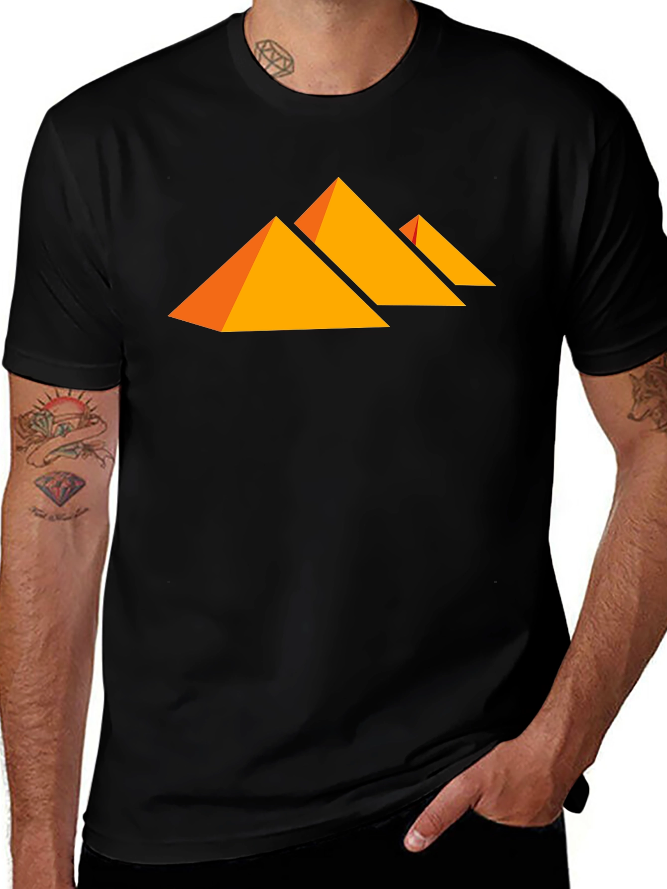 Variant 17 of Modern Geometric Pyramid Graphic Print Tee
