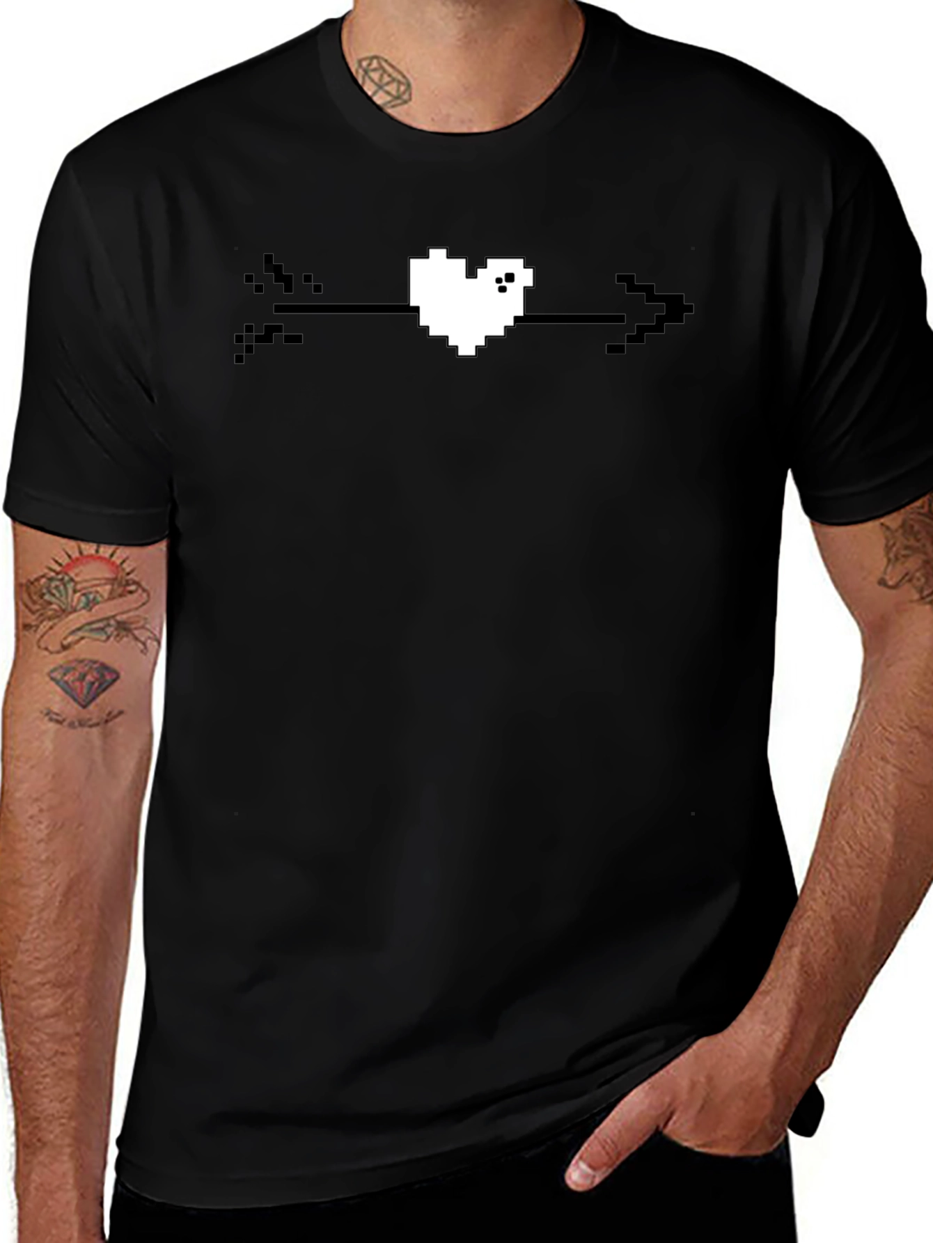 Pixel Heart Arrow T-Shirt - Black Graphic Tee