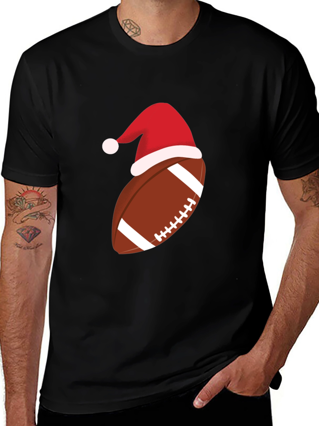 Variant 29 of Festive Football Santa Hat T-Shirt