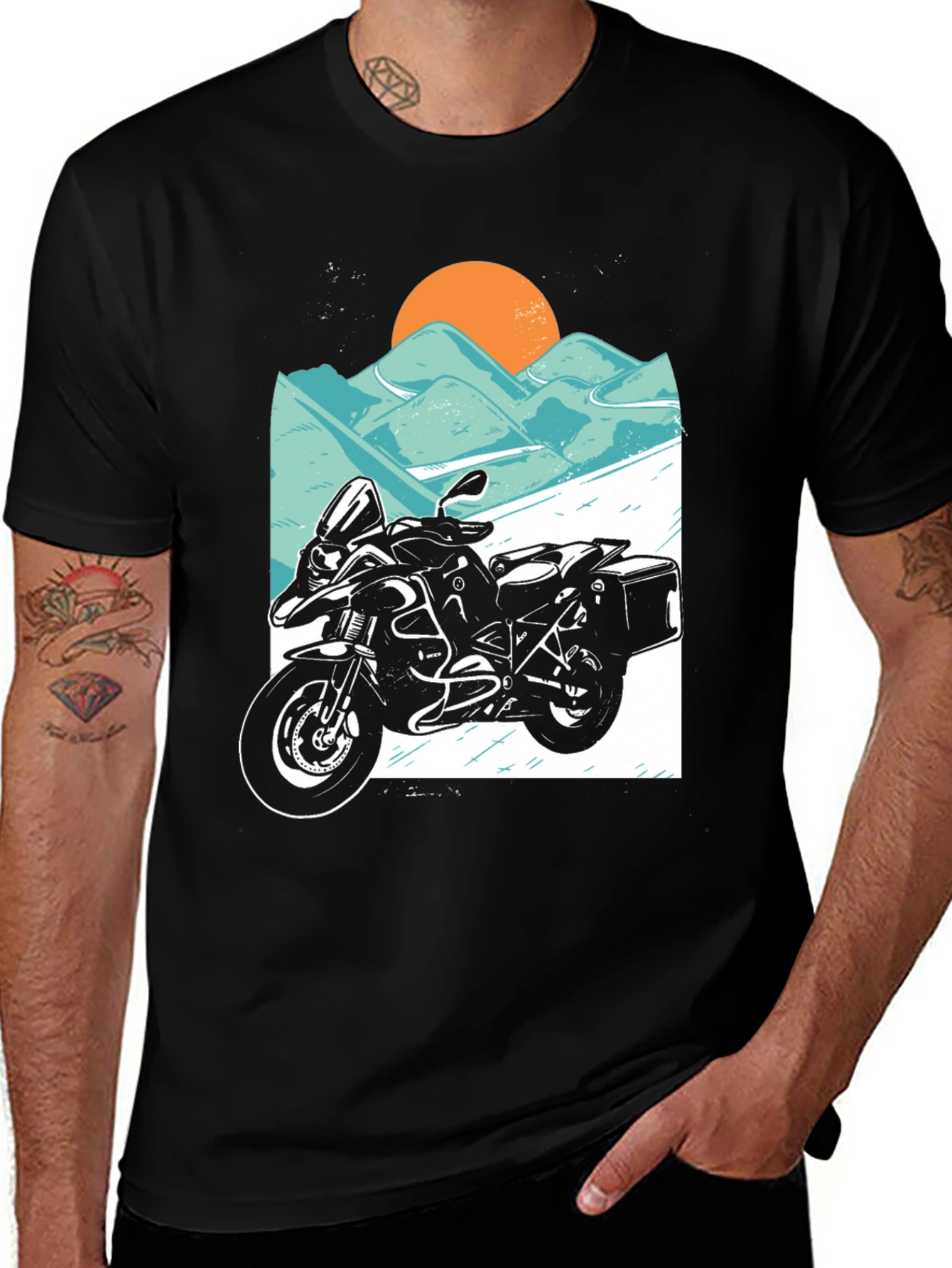 Variant 2 of Adventure Awaits T-Shirt: Motorcycle Mountain Design