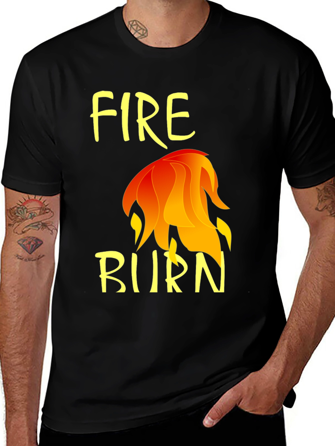 Variant 14 of Fire Burn Graphic Tee - Mens Black Short Sleeve T-Shirt